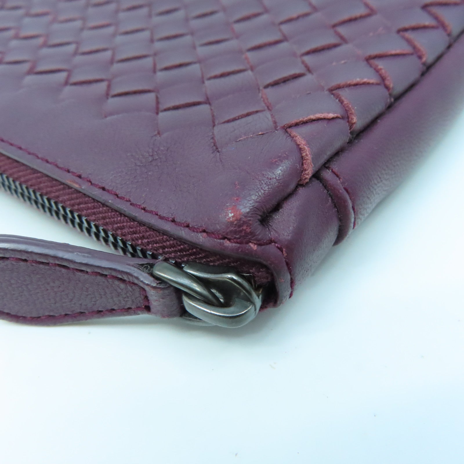 BOTTEGA VENETA Textured Leather Pouch Clutch Purple