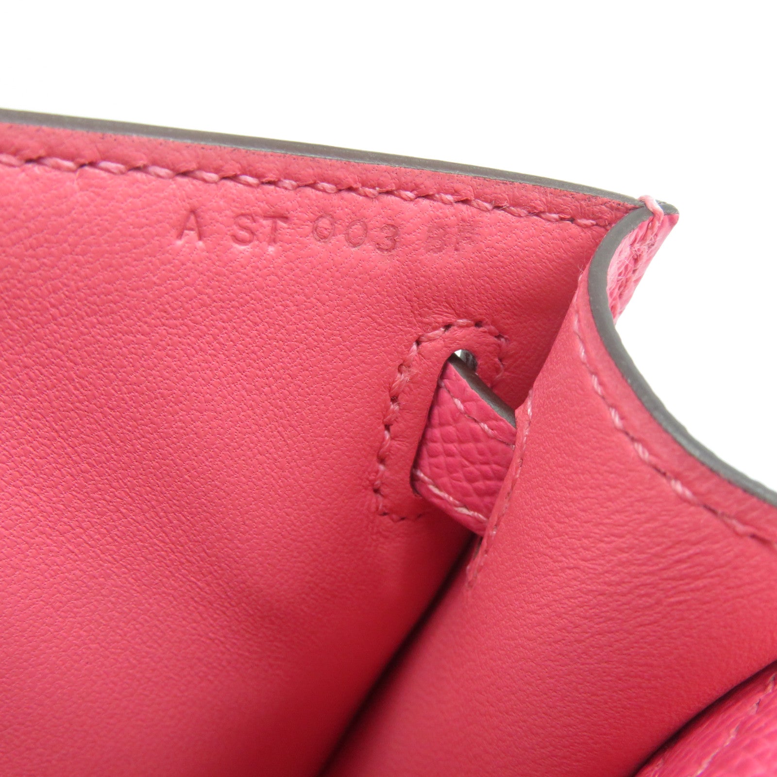 HERMES Epsom皮革Kelly Pochette銀扣手挽袋粉紅色