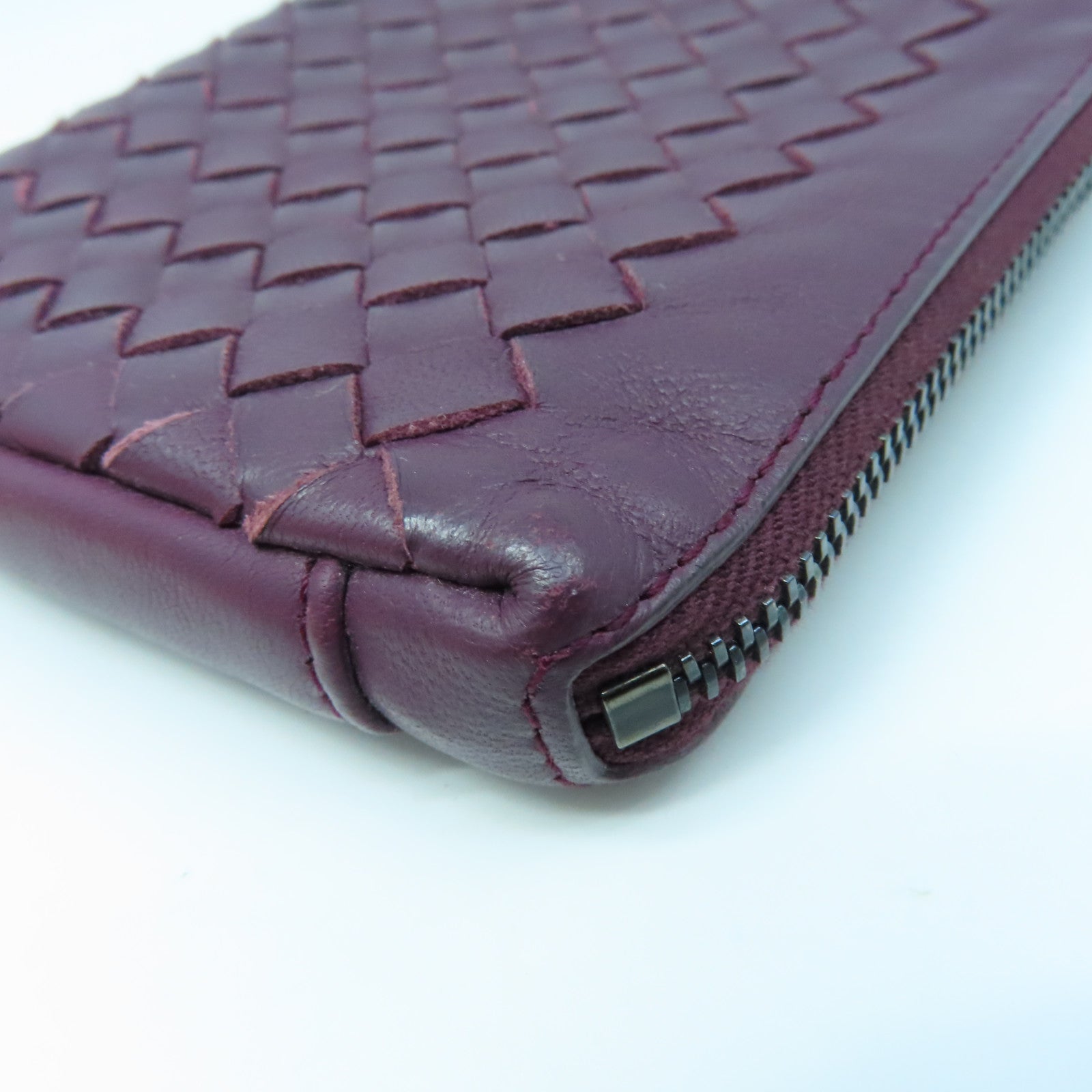 BOTTEGA VENETA Textured Leather Pouch Clutch Purple