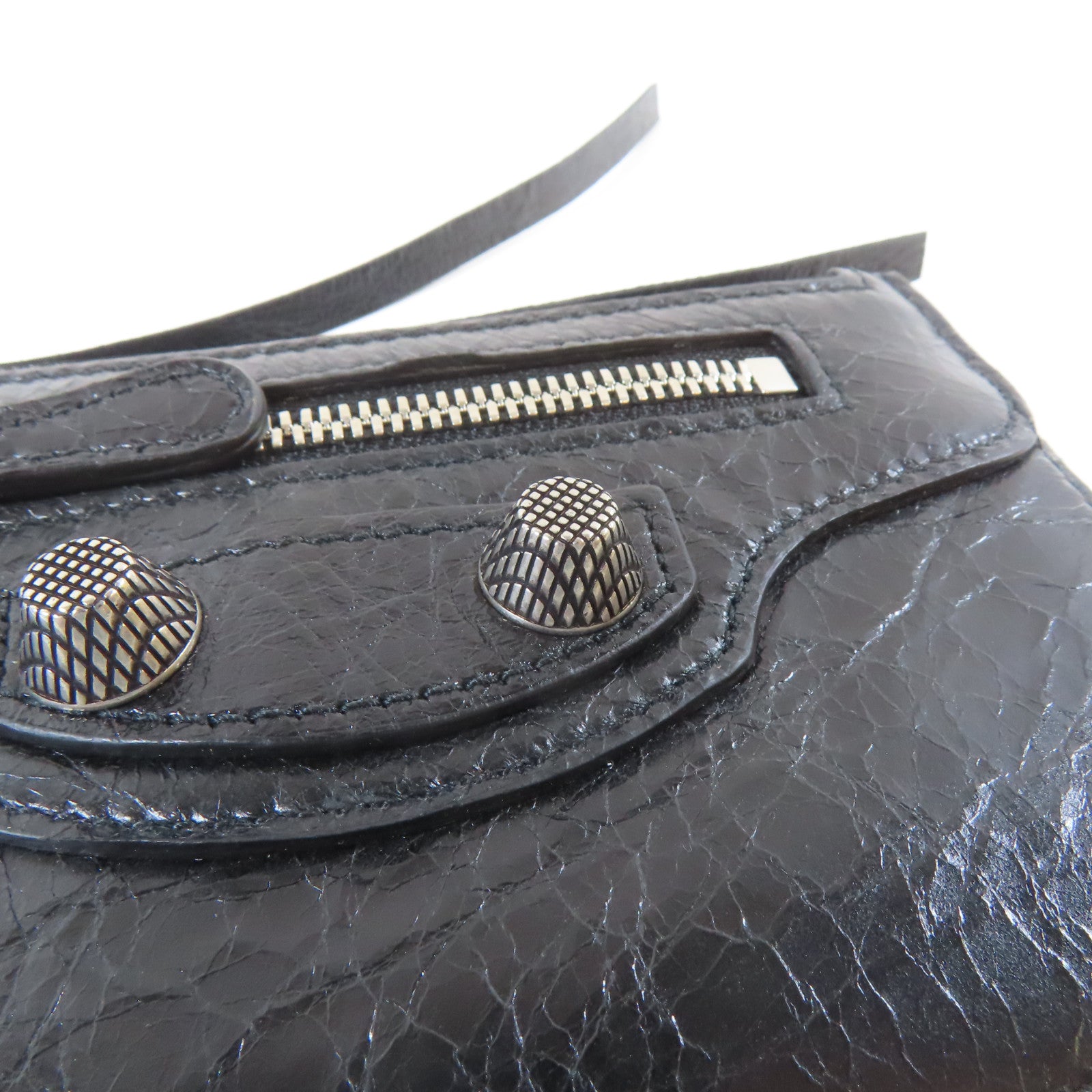 BALENCIAGA 牛皮皮革Card Case銀扣卡片套黑色