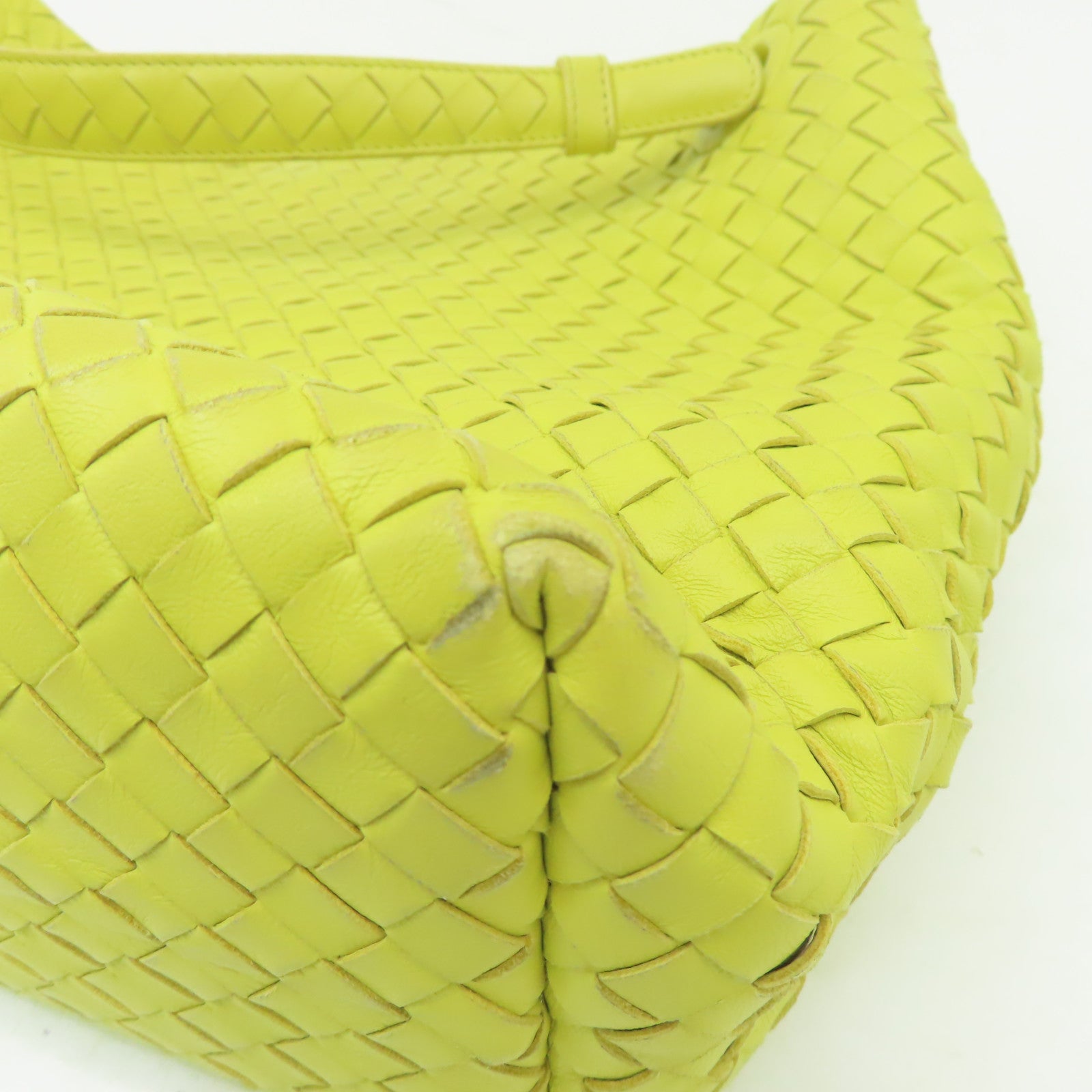 BOTTEGA VENETA 羊皮皮革Handbag黑扣手挽袋黃色