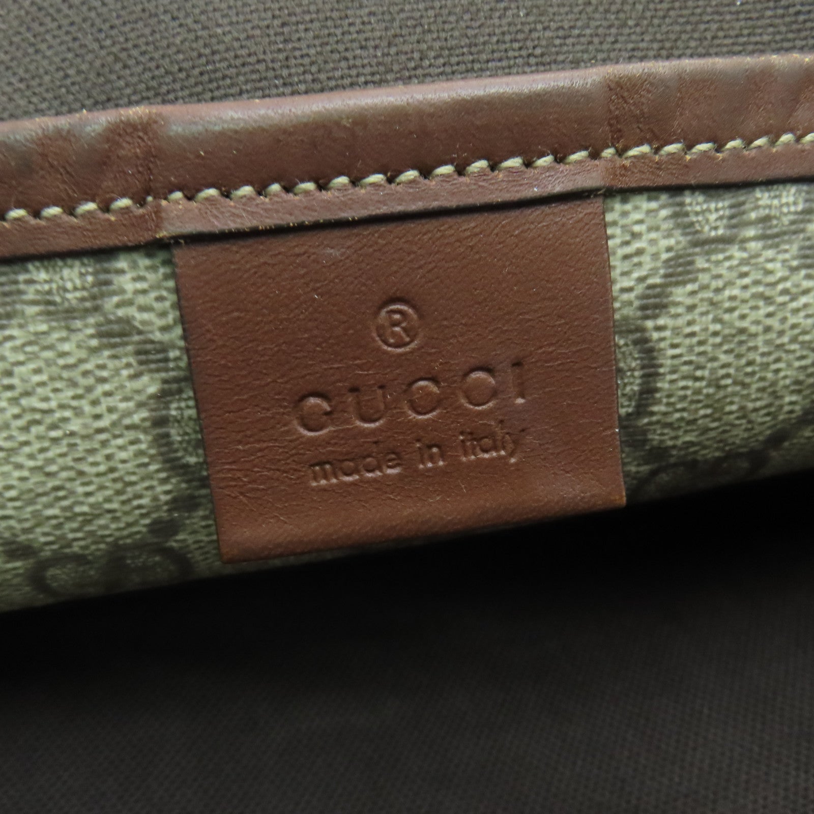 GUCCI coated canvas Tote Bag gold buckle handle bag brown