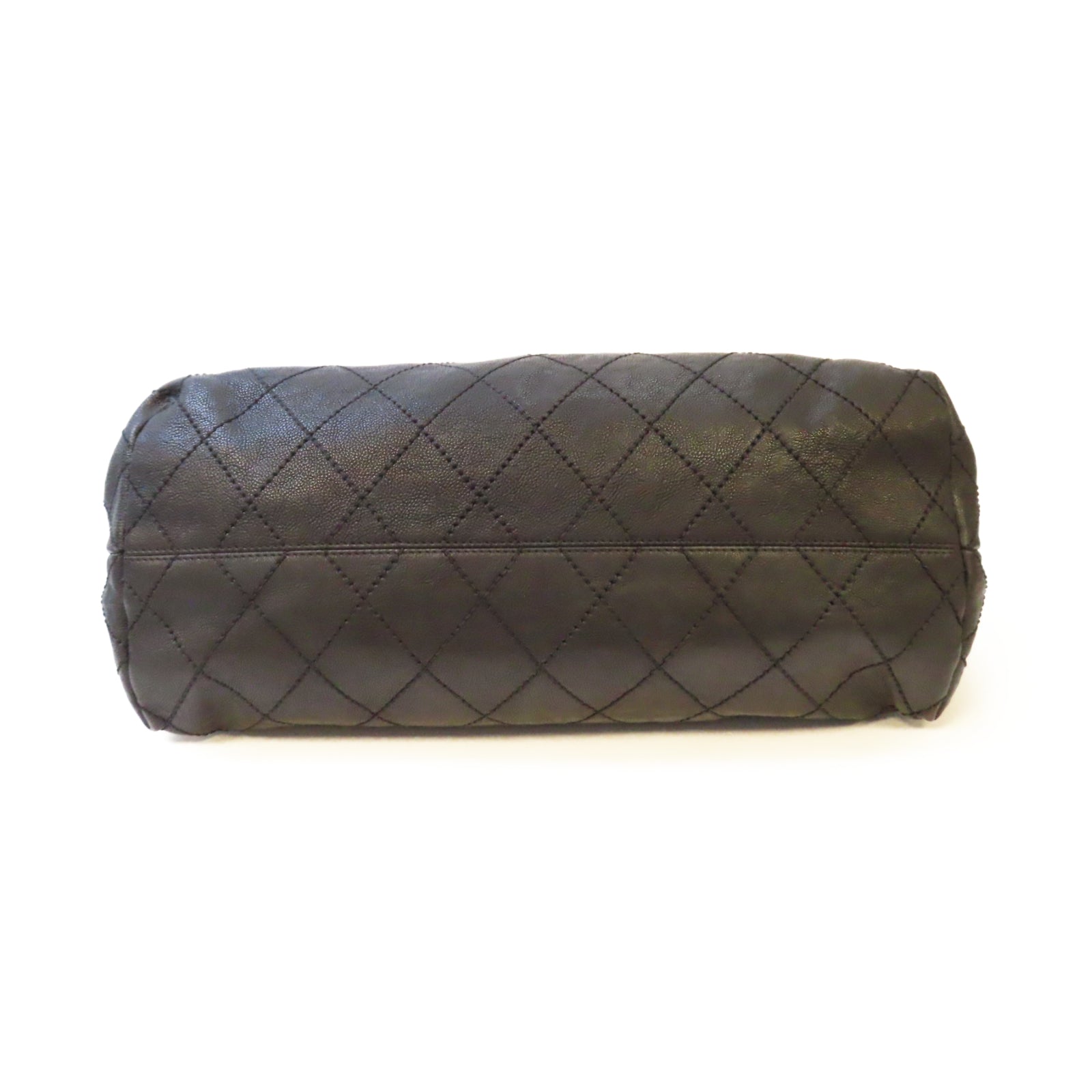 CHANEL 菱格牛皮皮革Handbag銀扣鏈帶手挽袋黑色