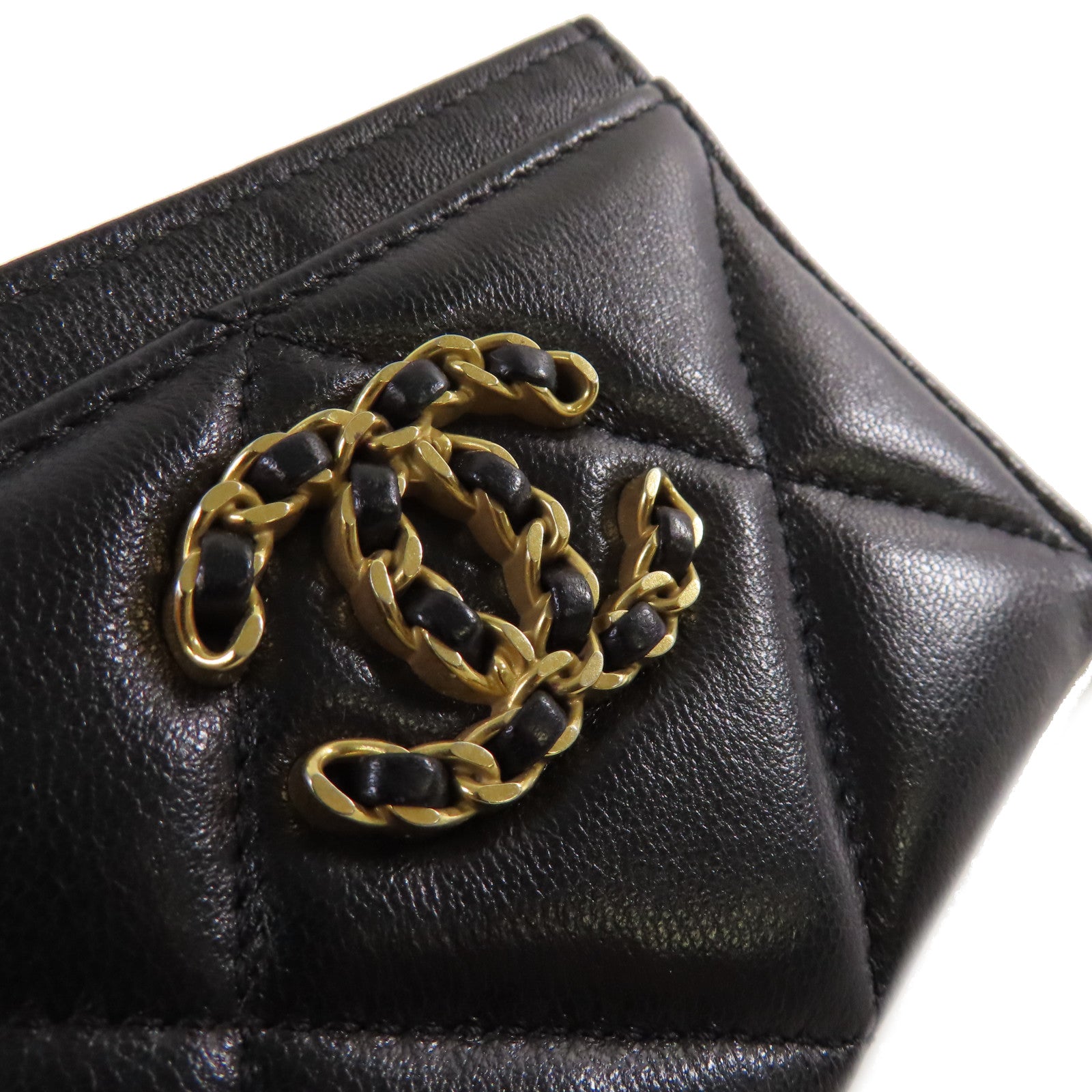 CHANEL 菱格羊皮皮革Card Case卡片套黑色