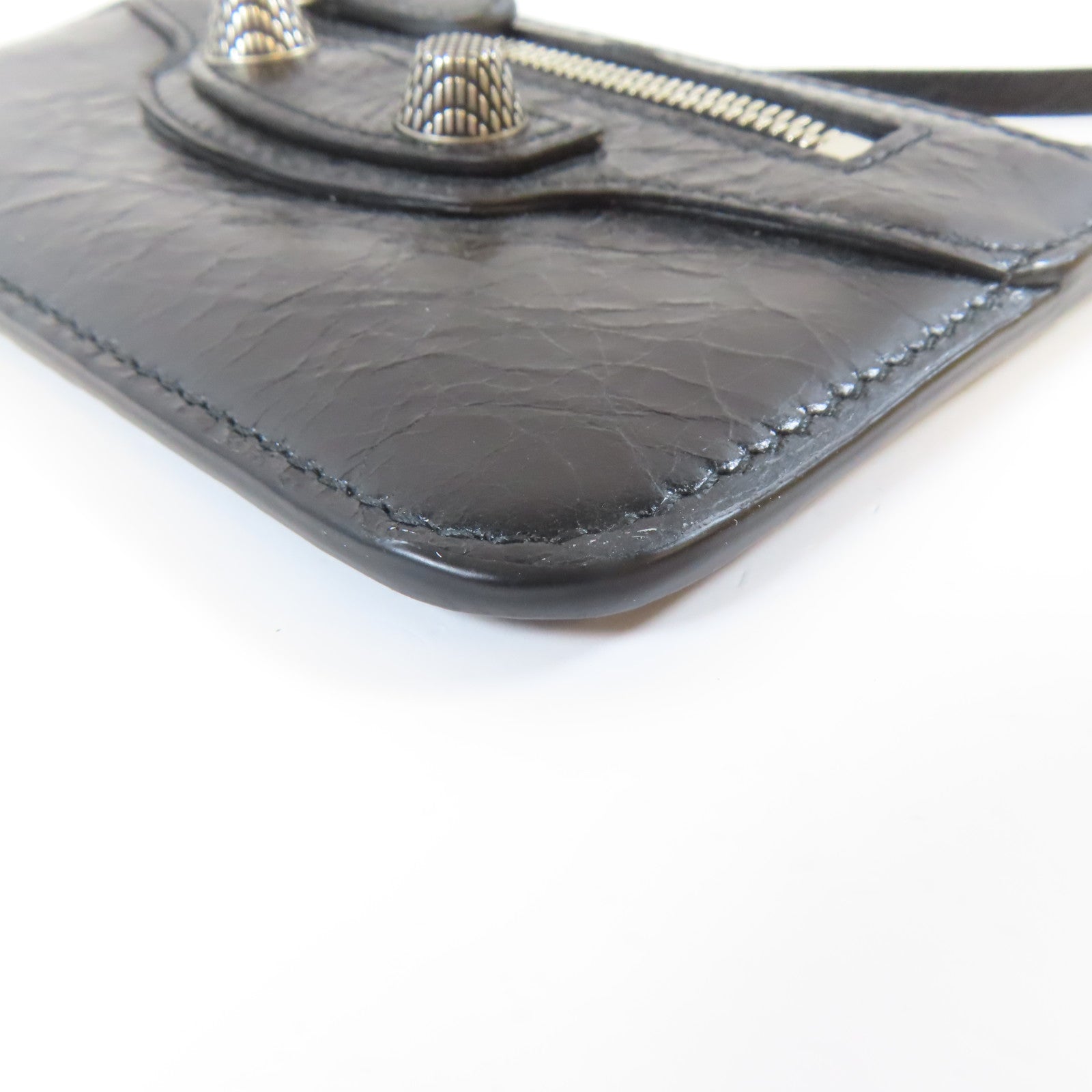 BALENCIAGA 牛皮皮革Card Case銀扣卡片套黑色