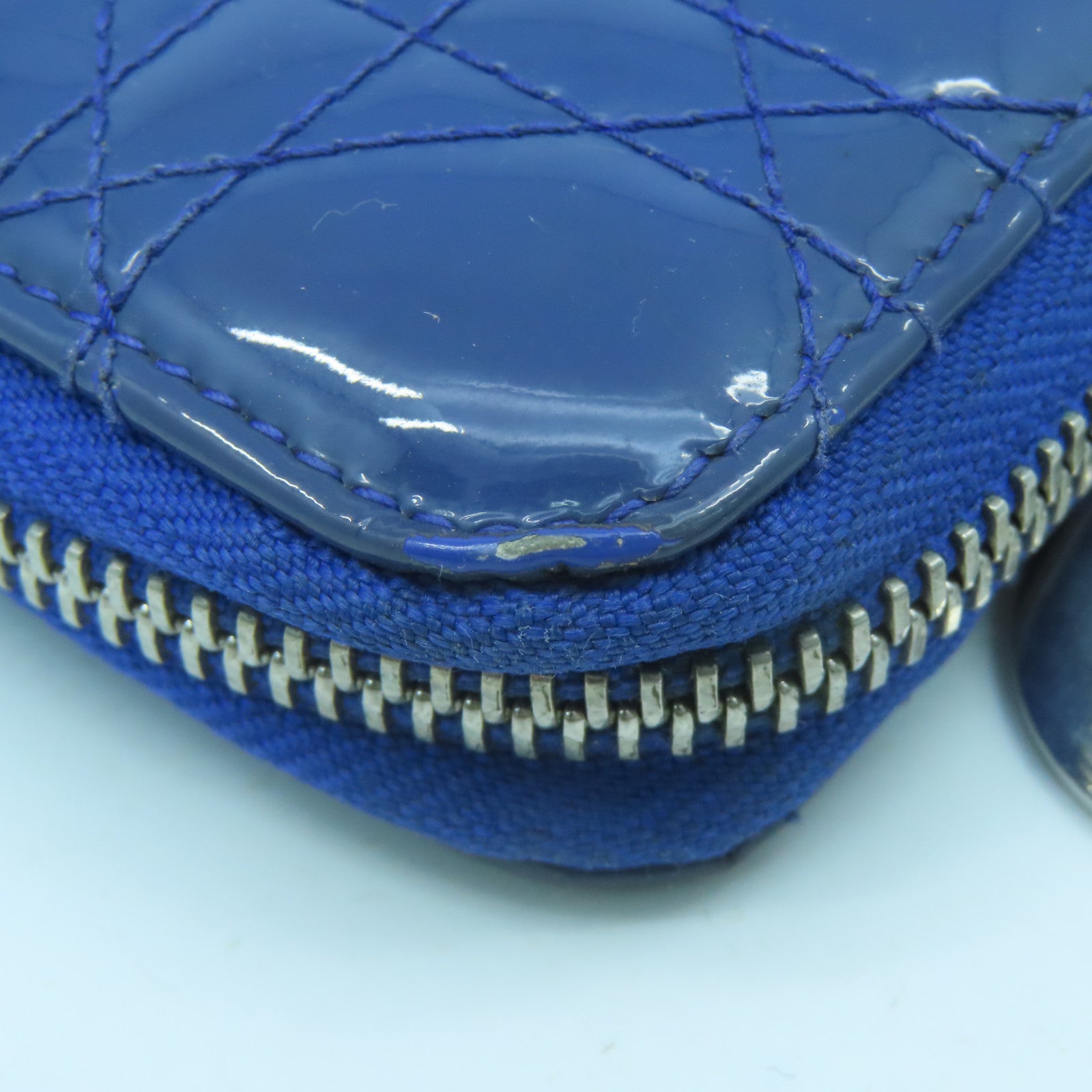 Dior Patent Leather Dior Long Wallet Silver Buckle Long Wallet Blue