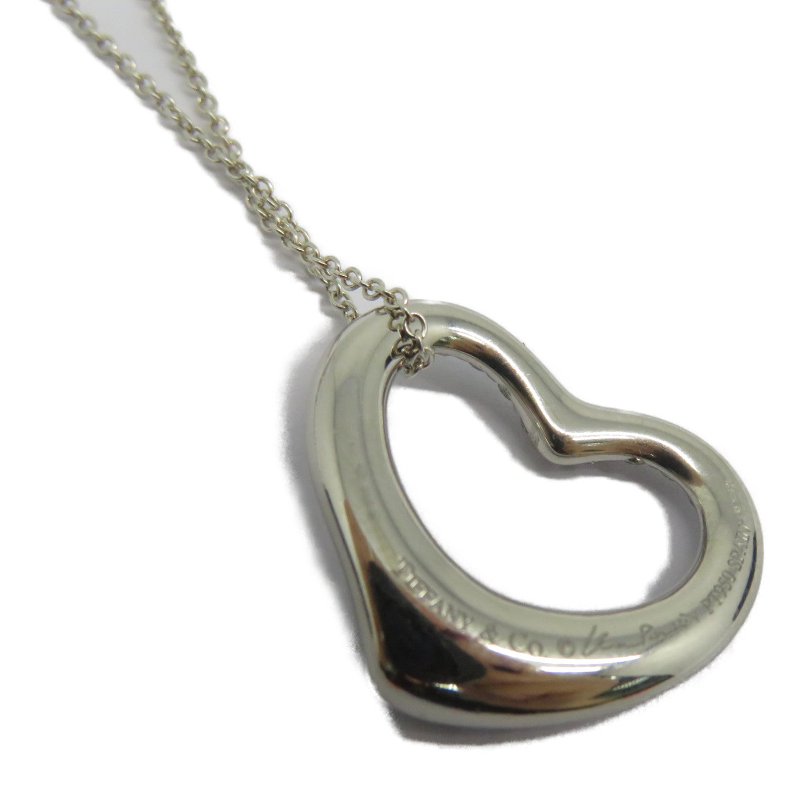 TIFFANY＆CO PT950鉑金/925純銀Open Heart Diamond Necklace鑽石項鍊