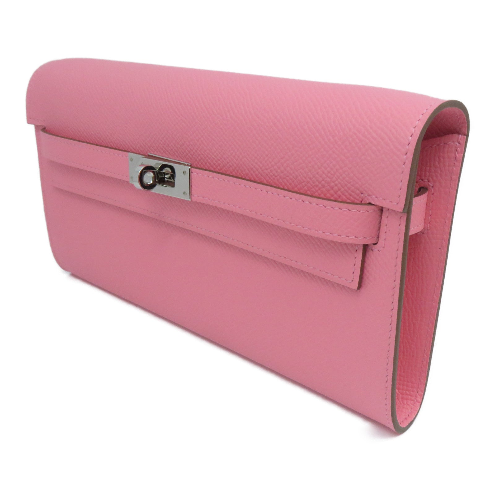 HERMES Epsom皮革Kelly To Go銀扣肩背袋Rose Confetti 粉紅色