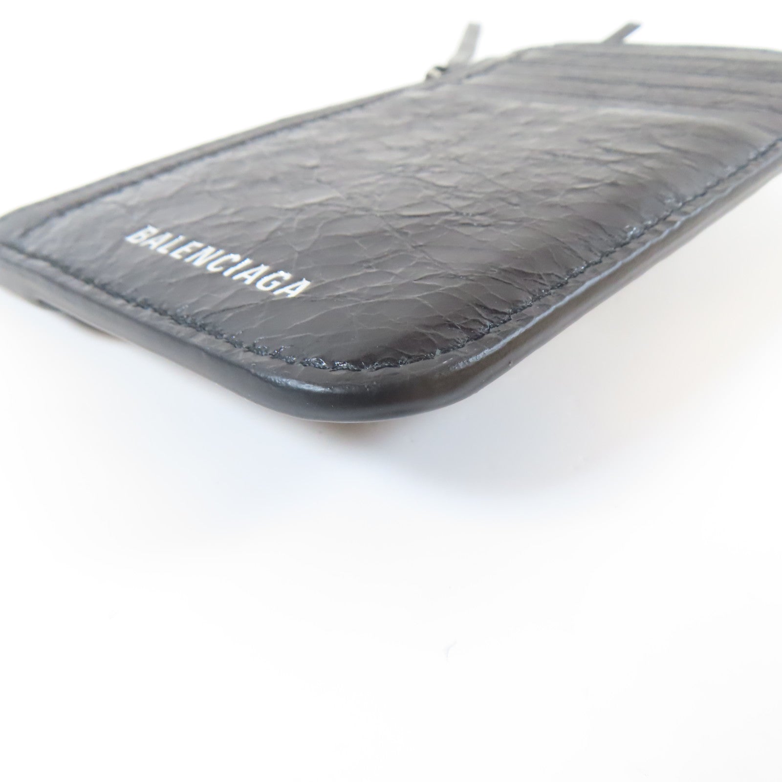 BALENCIAGA 牛皮皮革Card Case銀扣卡片套黑色