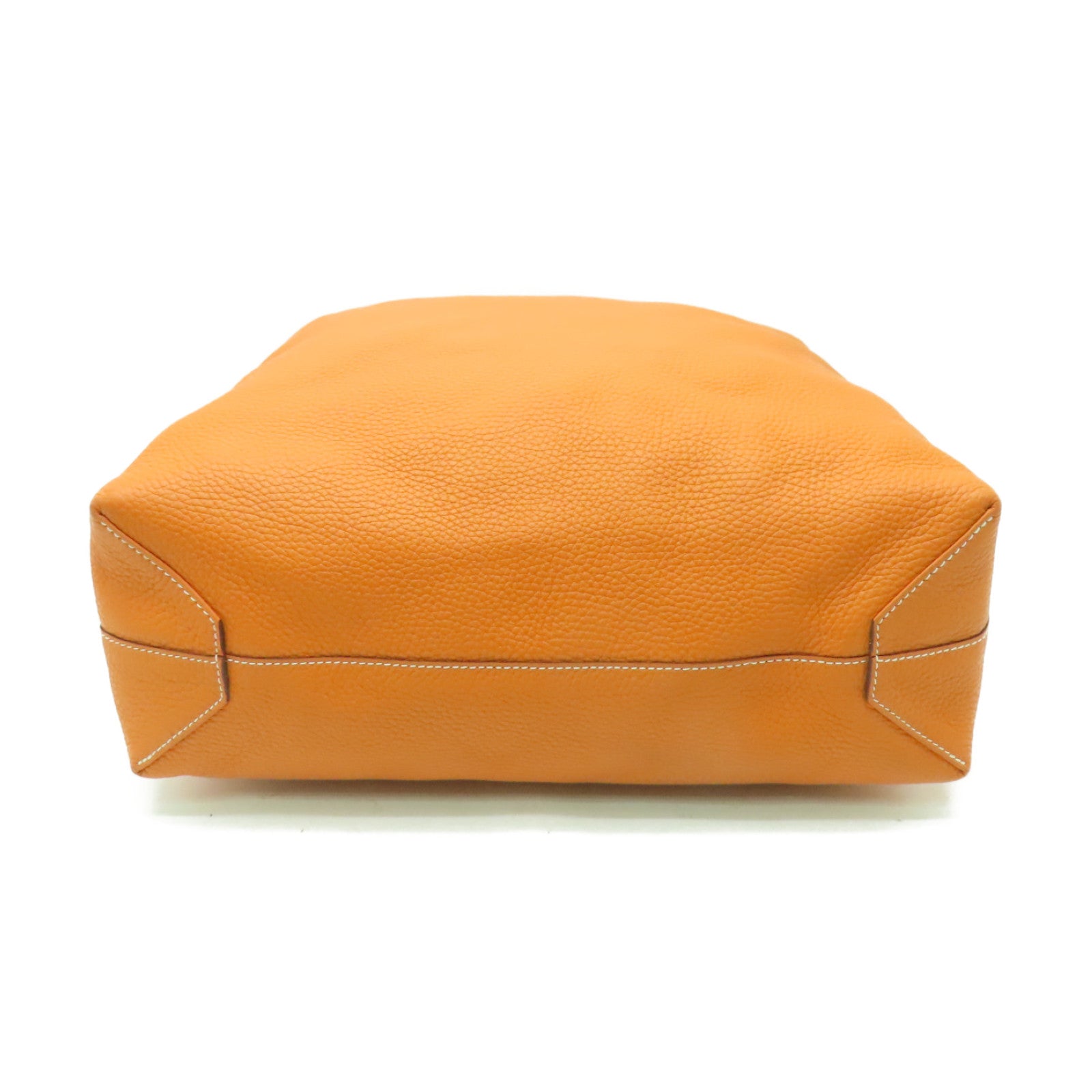 HERMES Clemence皮革Double Sens手挽袋Orange/Gold橙色/棕色