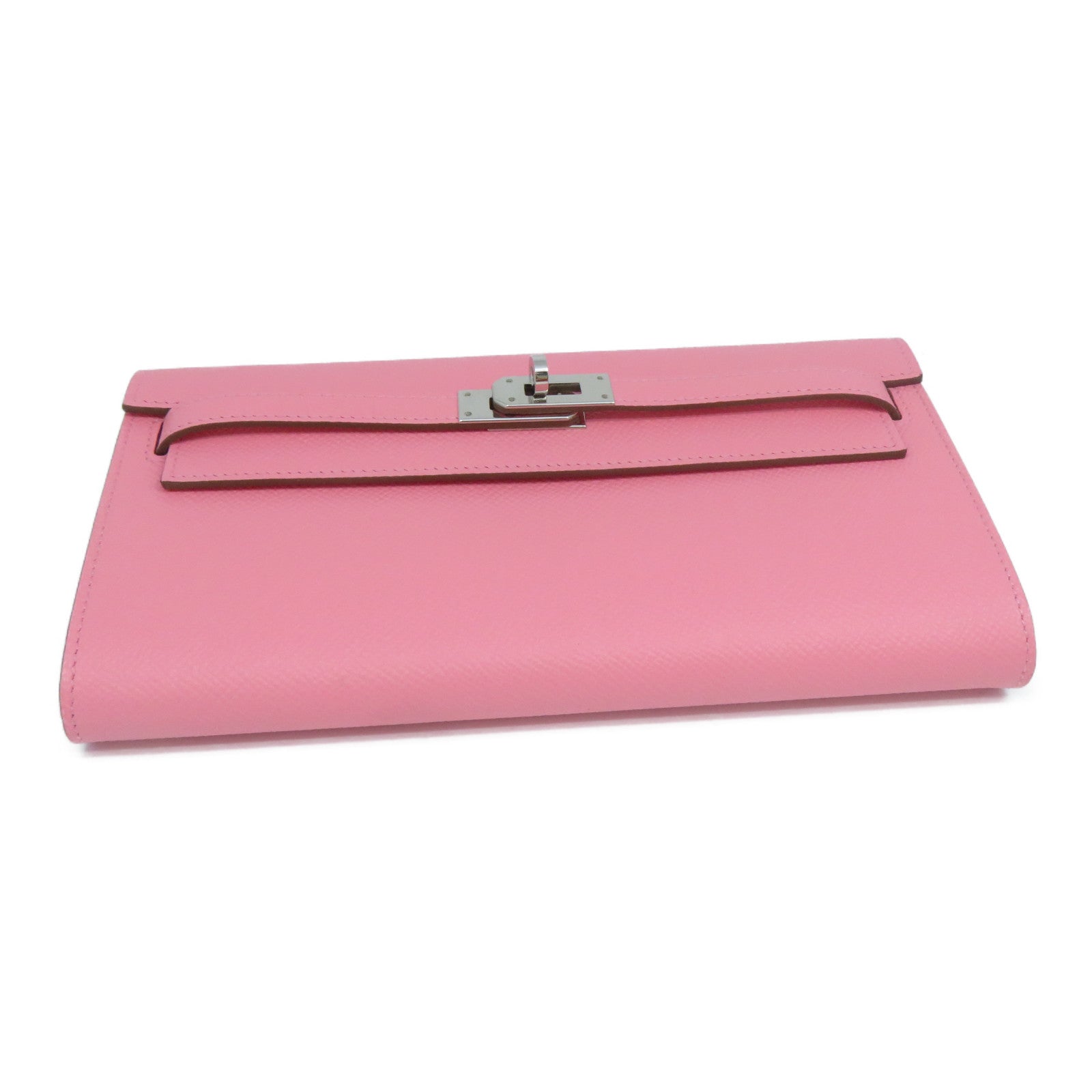 HERMES Epsom皮革Kelly To Go銀扣肩背袋Rose Confetti 粉紅色