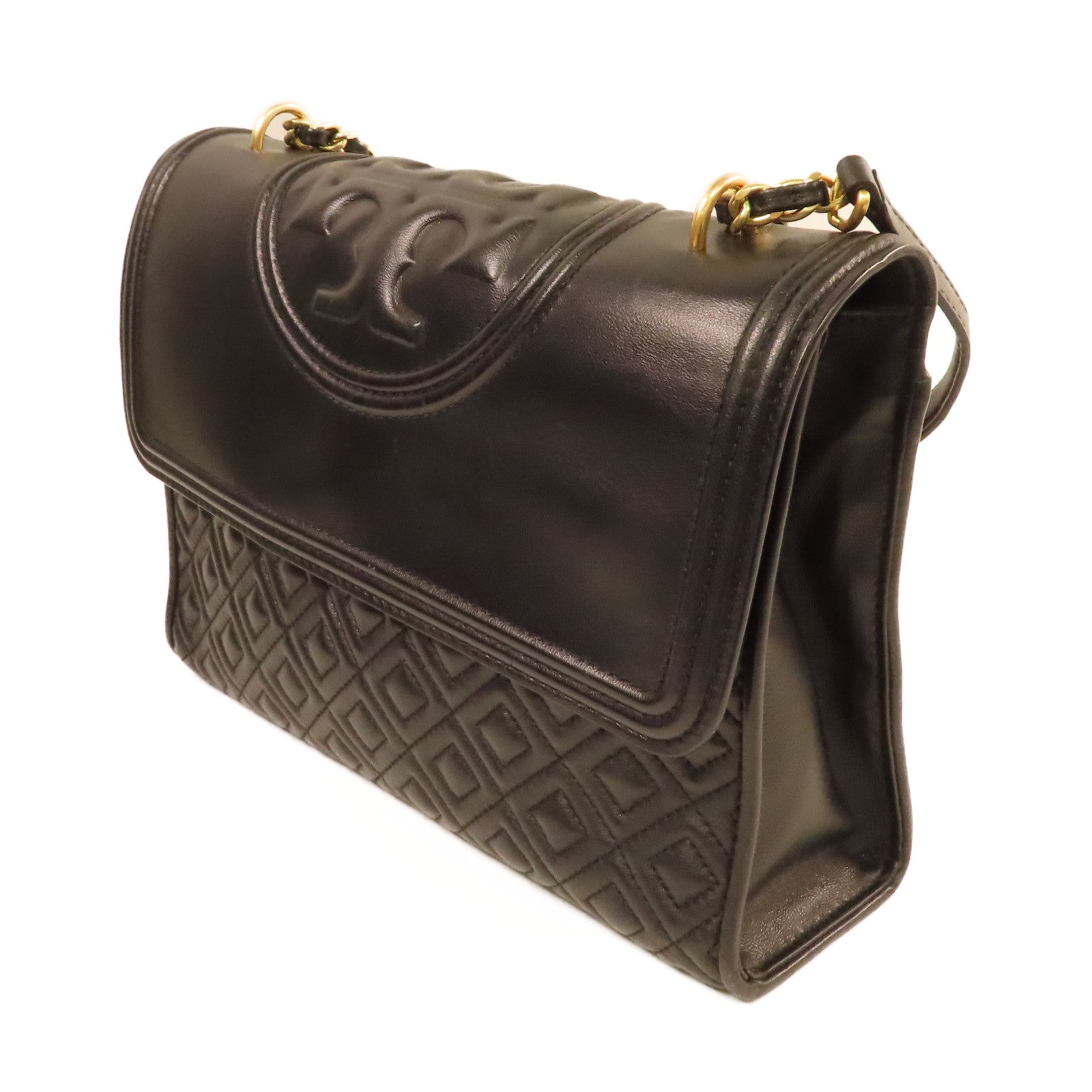 Tory Burch 牛皮皮革Chain Shoulder Bag金扣鏈帶肩背袋黑色