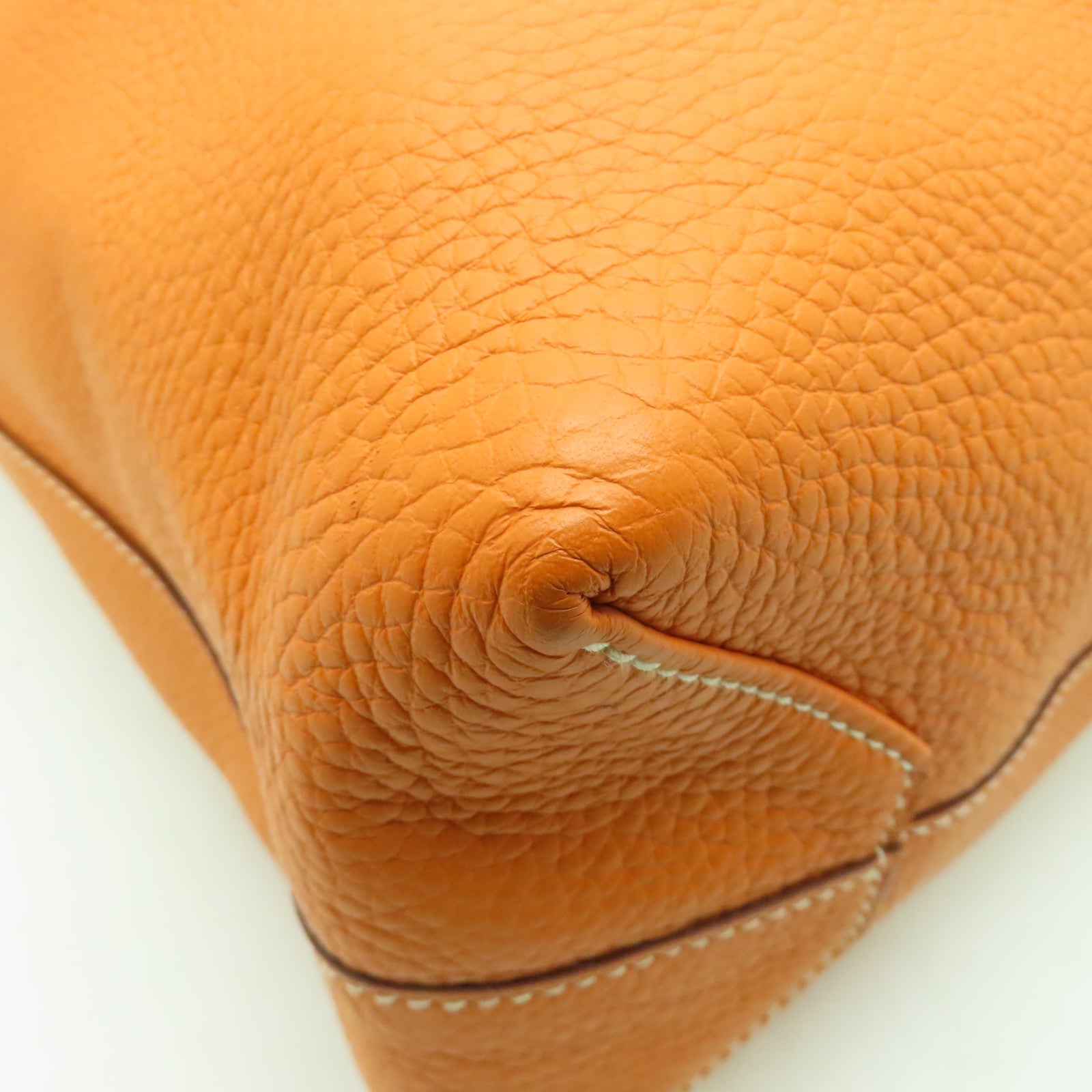 HERMES Clemence皮革Double Sens手挽袋Orange/Gold橙色/棕色