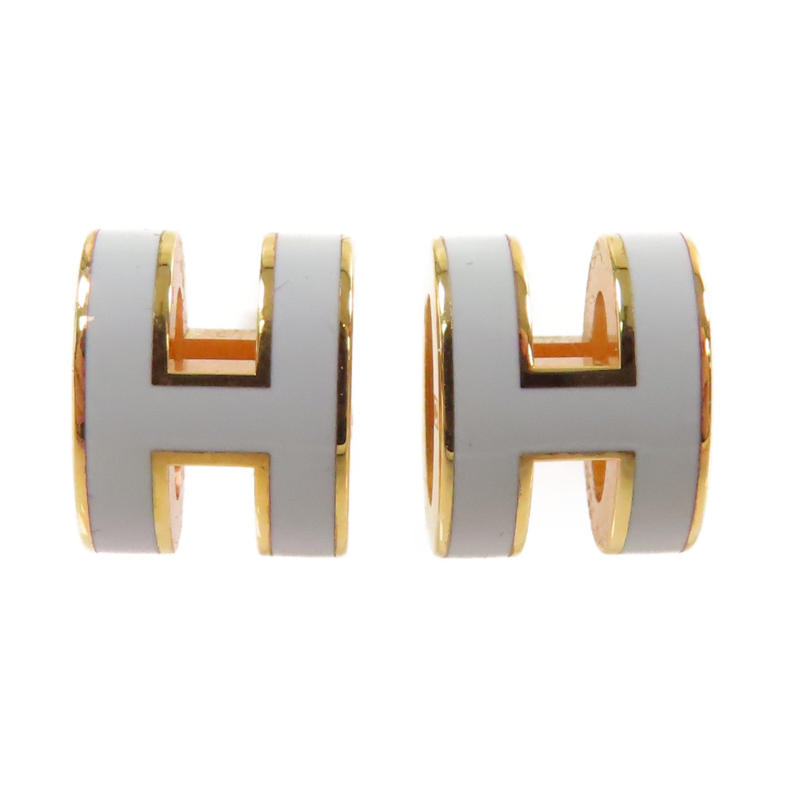 HERMES 金屬/琺瑯Mini Pop H Earrings耳環淺藍色/金色