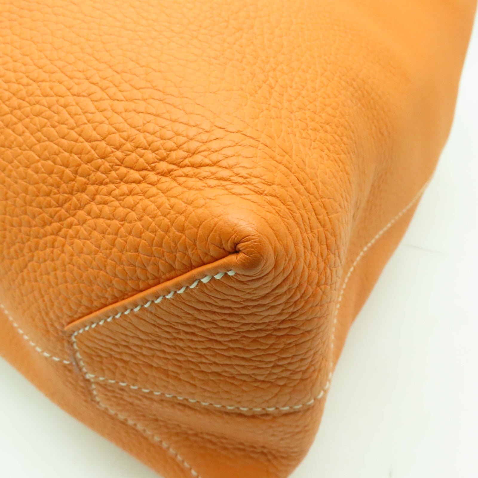 HERMES Clemence皮革Double Sens手挽袋Orange/Gold橙色/棕色