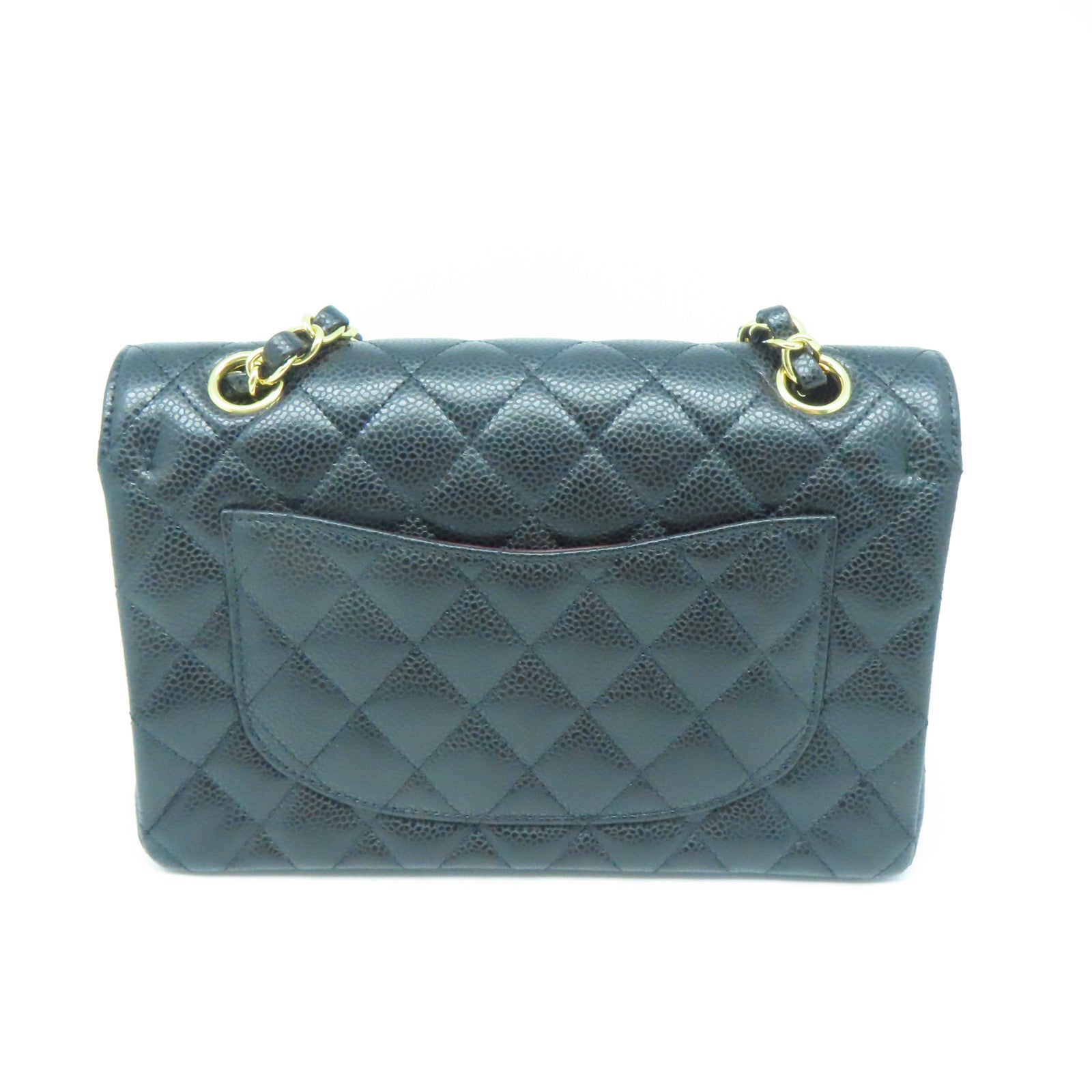 CHANEL 菱格Caviar皮革Classic Bag金扣链带肩背袋黑色