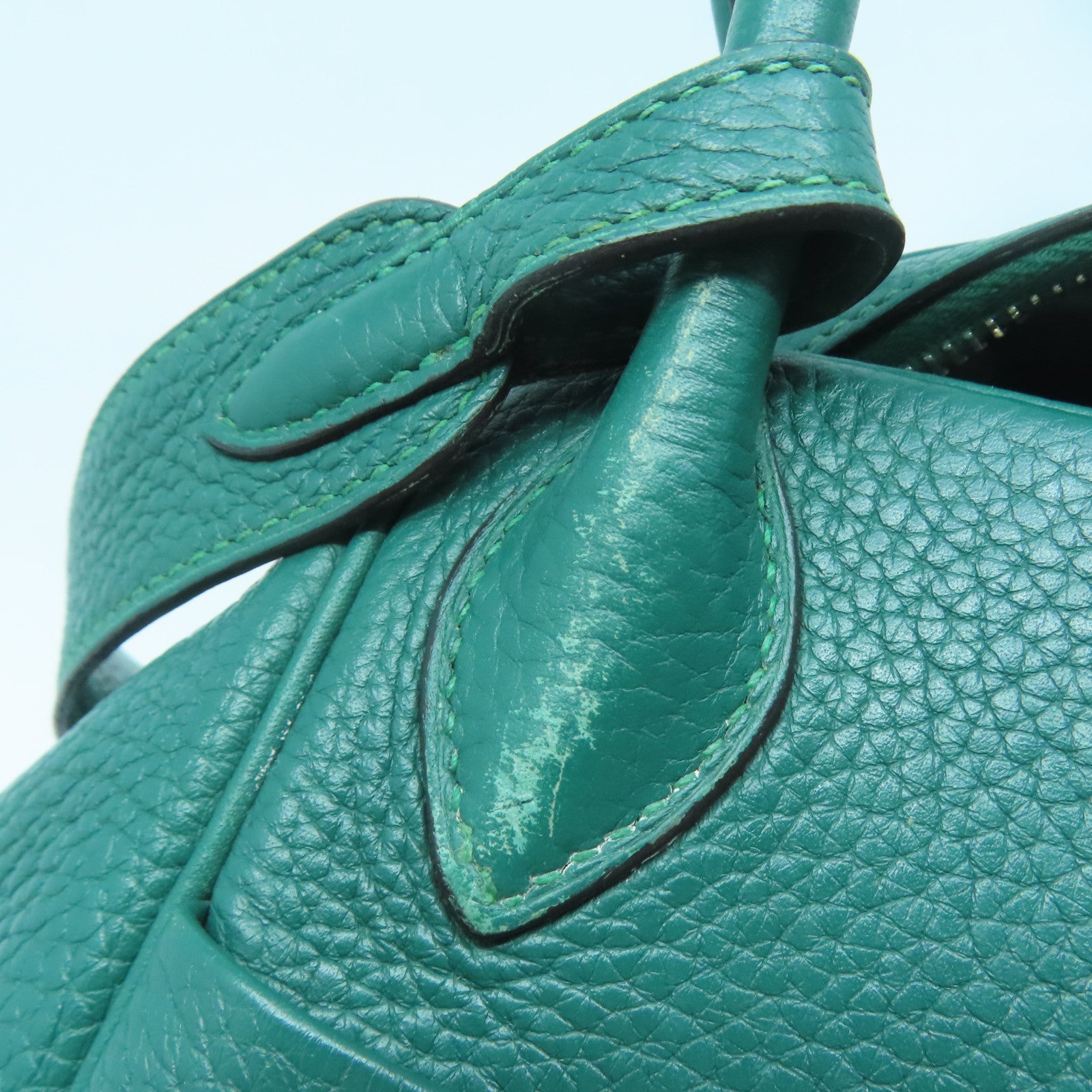 HERMES Clemence皮革Lindy 30銀扣手挽肩背兩用袋綠色