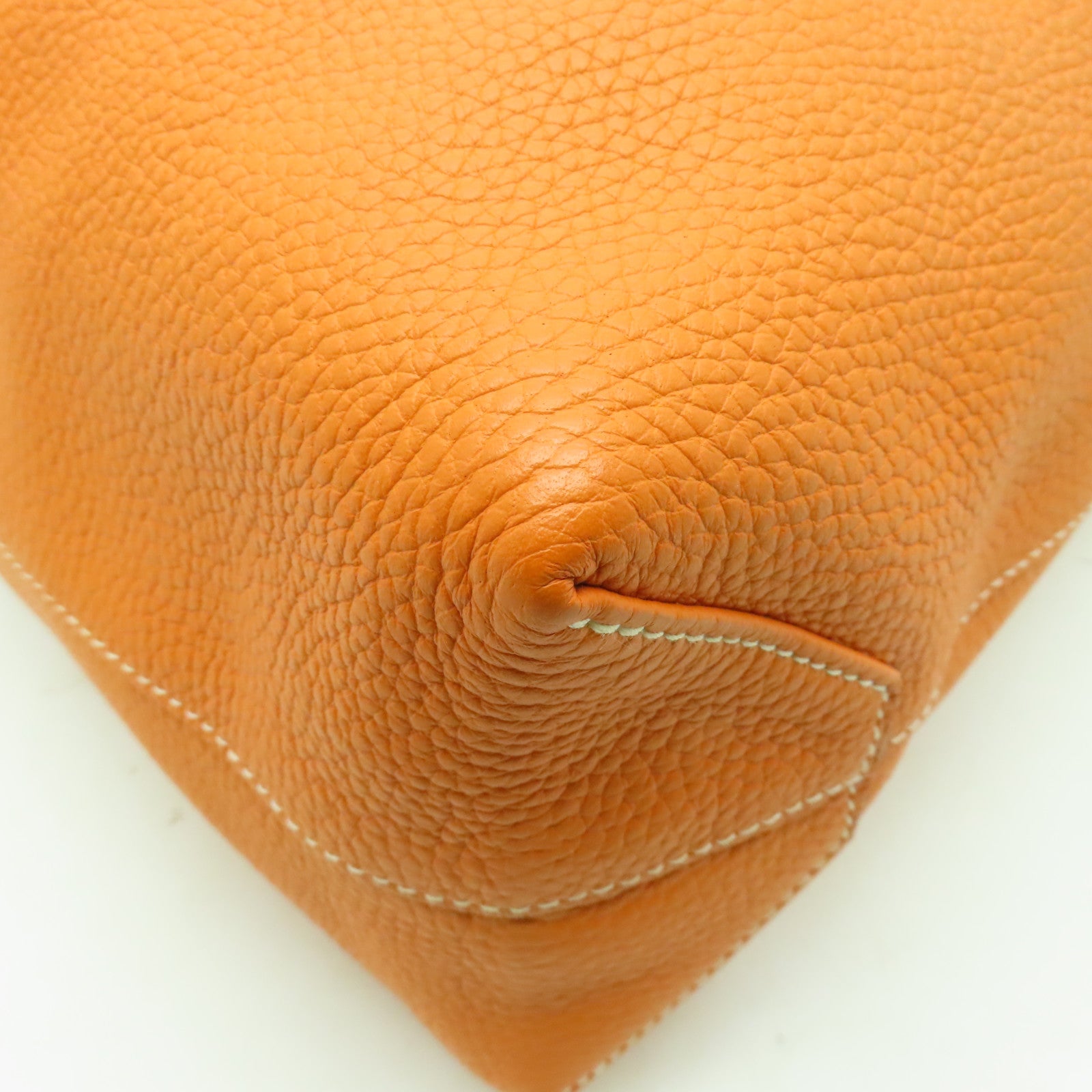 HERMES Clemence皮革Double Sens手挽袋Orange/Gold橙色/棕色