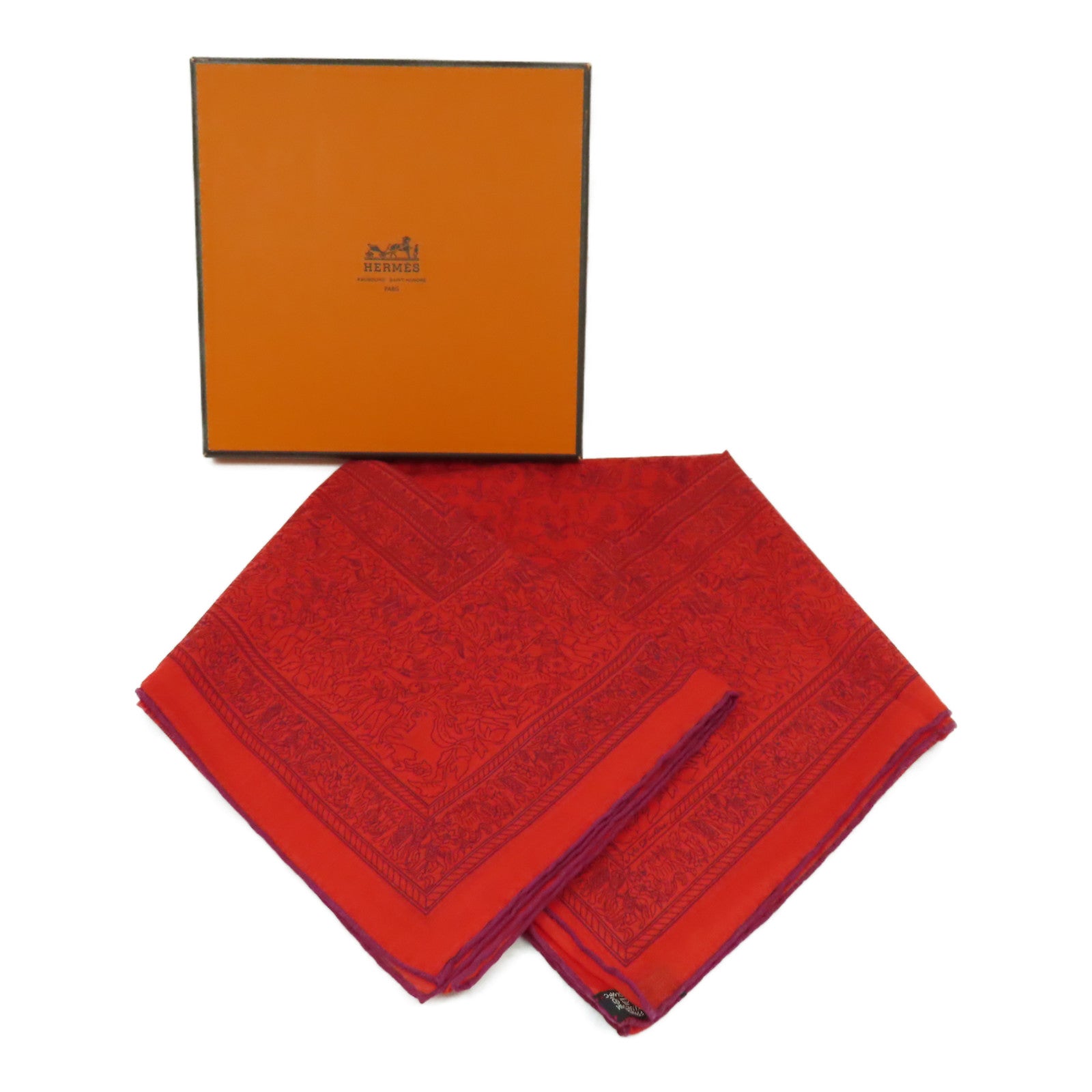 HERMES 棉質Scarf 70x70絲巾紅色