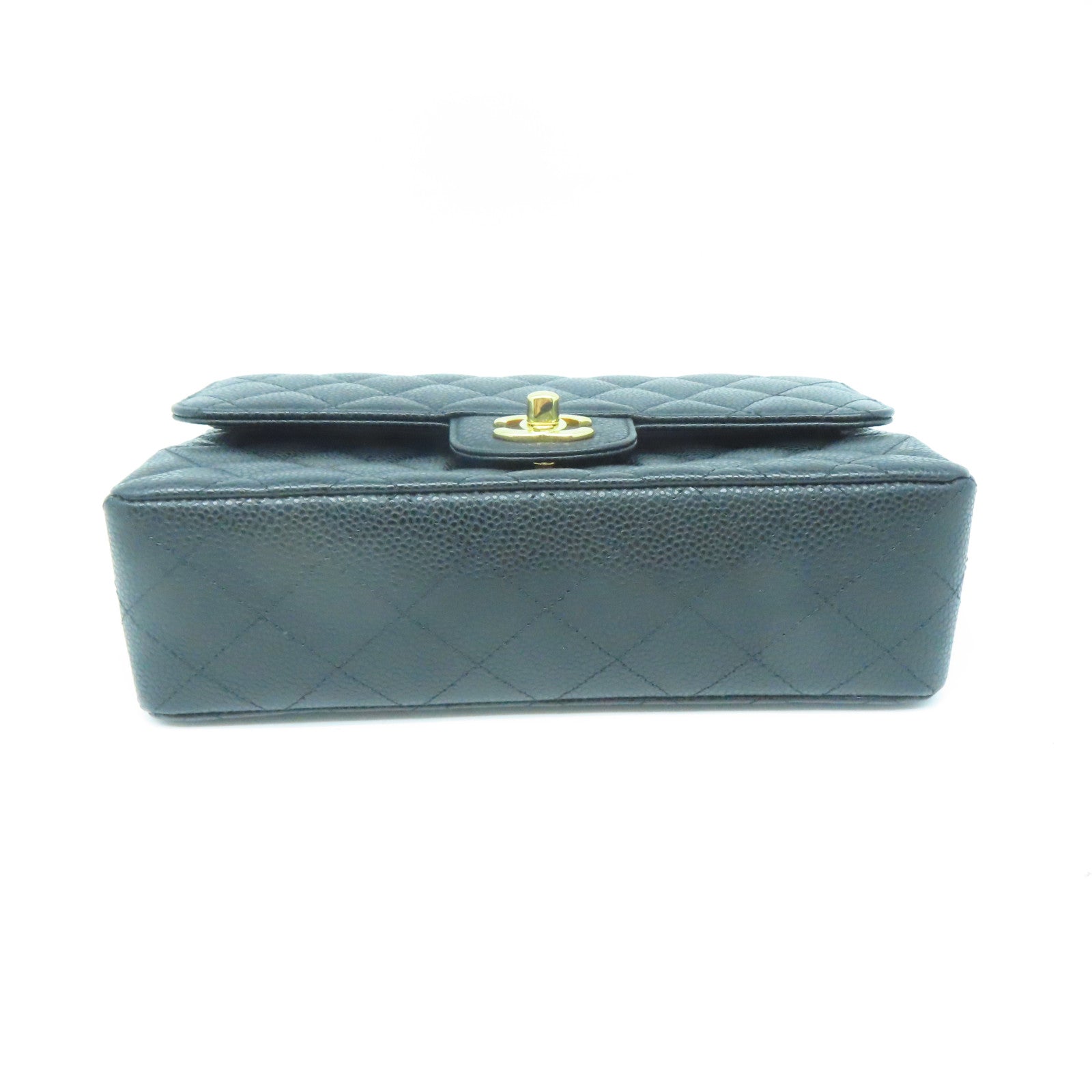 CHANEL 菱格Caviar皮革Classic Bag金扣链带肩背袋黑色
