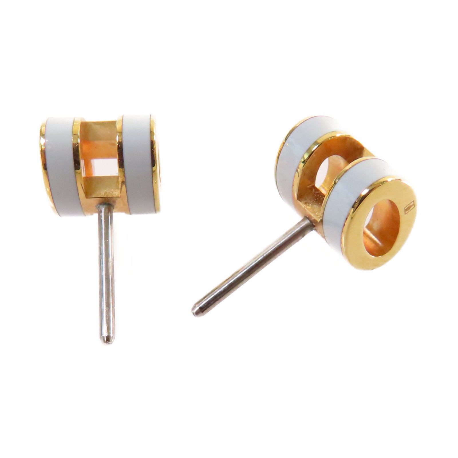 HERMES 金屬/琺瑯Mini Pop H Earrings耳環淺藍色/金色