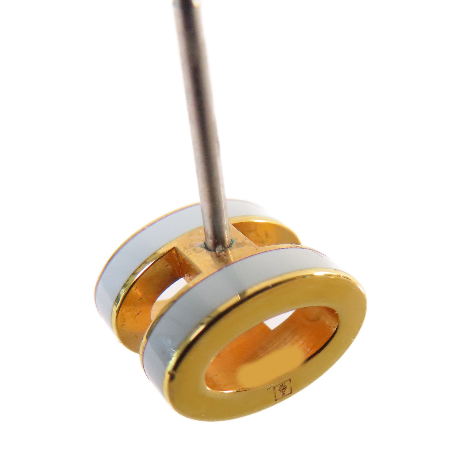 HERMES 金屬/琺瑯Mini Pop H Earrings耳環淺藍色/金色