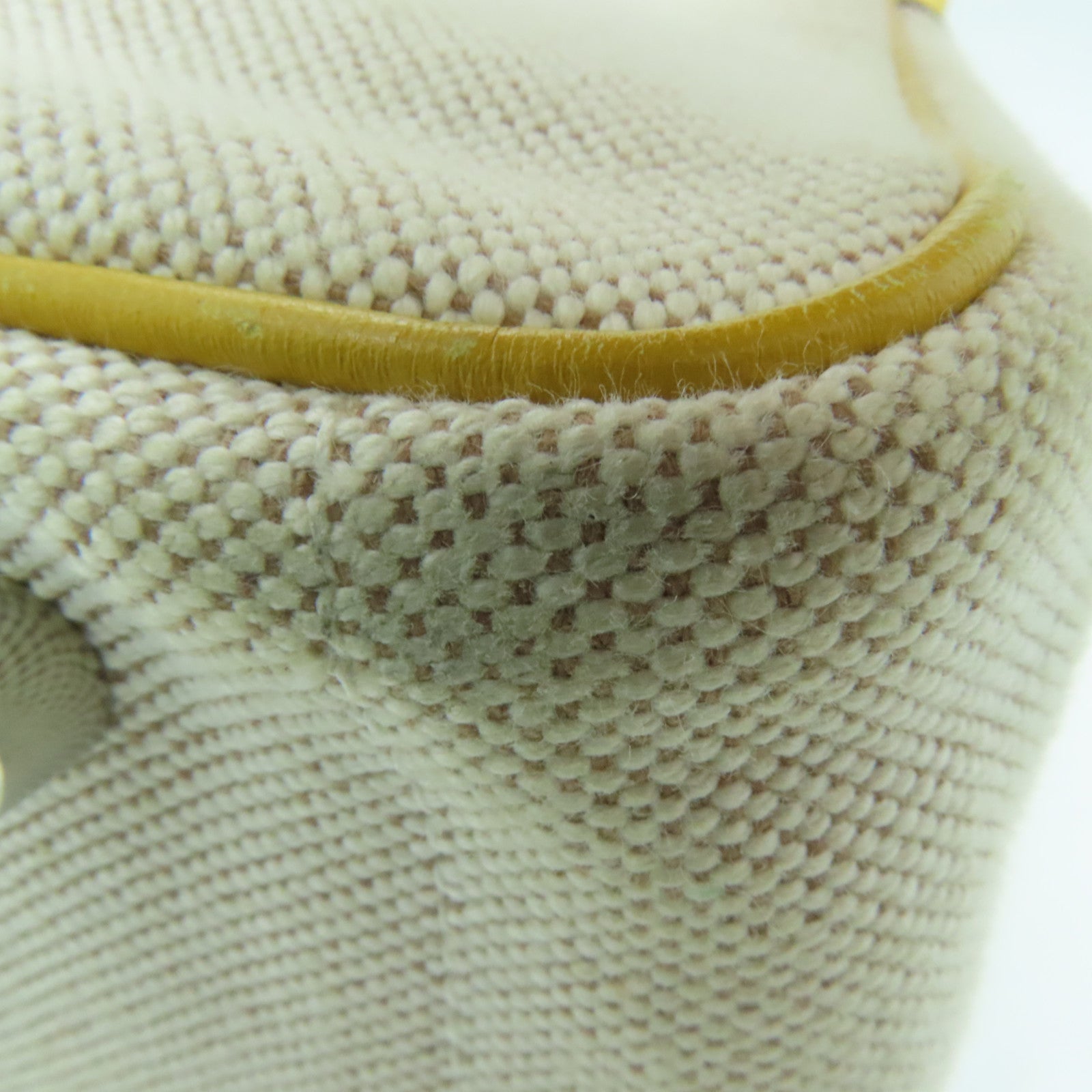 HERMES Cowhide Leather Canvas Lindy 30 Silver Button Handle Bag Beige/Yellow