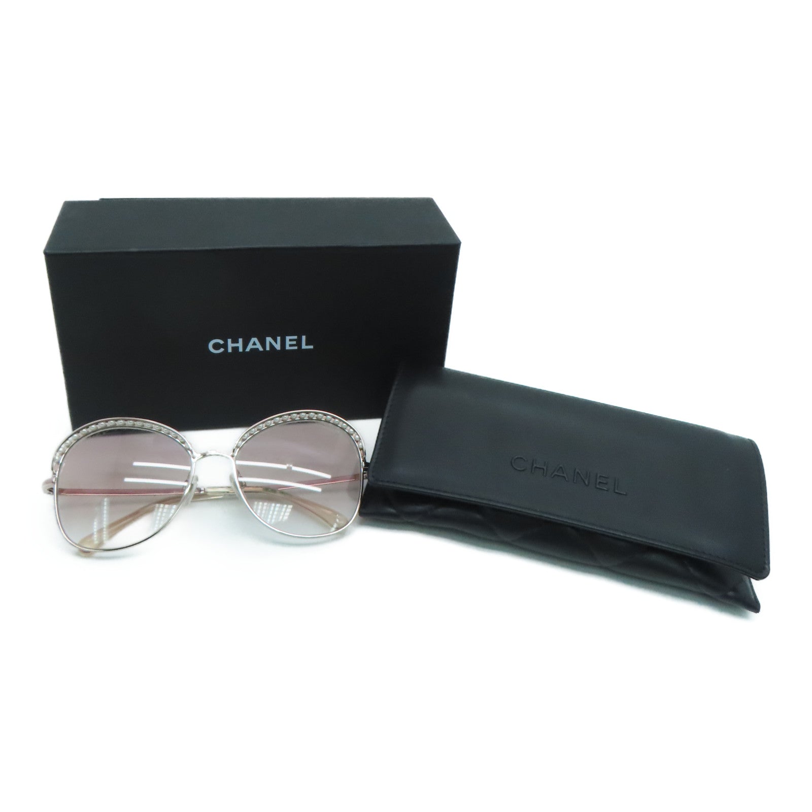 CHANEL PVC/Metal Sunglasses Light Pink