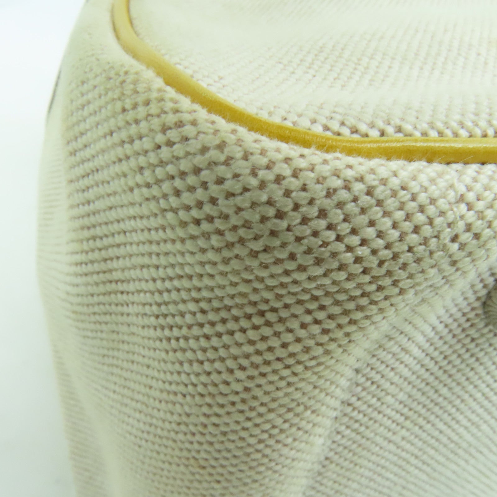 HERMES Cowhide Leather Canvas Lindy 30 Silver Button Handle Bag Beige/Yellow