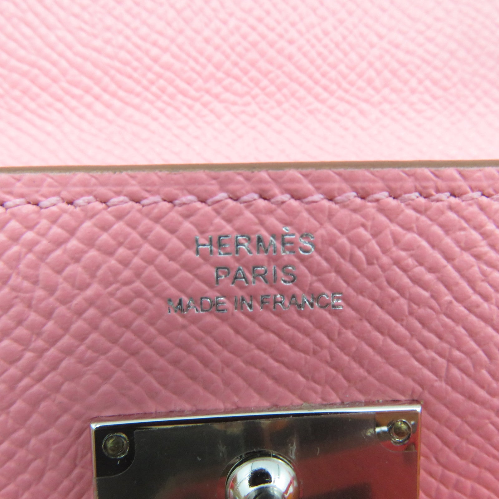 HERMES Epsom皮革Kelly To Go銀扣肩背袋Rose Confetti 粉紅色