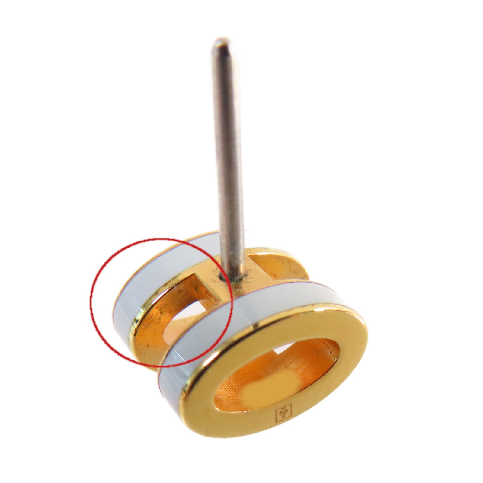 HERMES 金屬/琺瑯Mini Pop H Earrings耳環淺藍色/金色