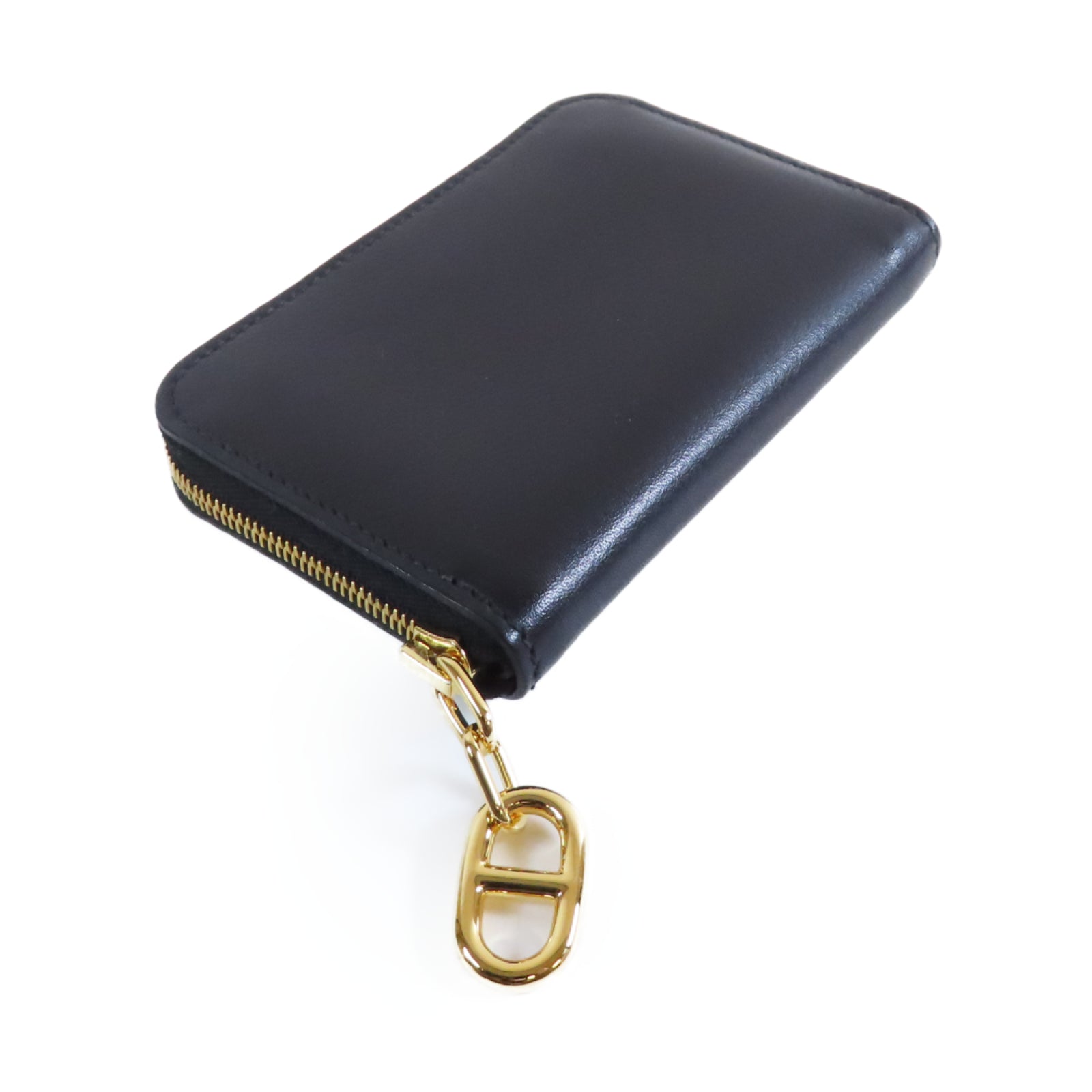 HERMES 牛皮皮革Coin Purse金扣零錢包Noir黑色