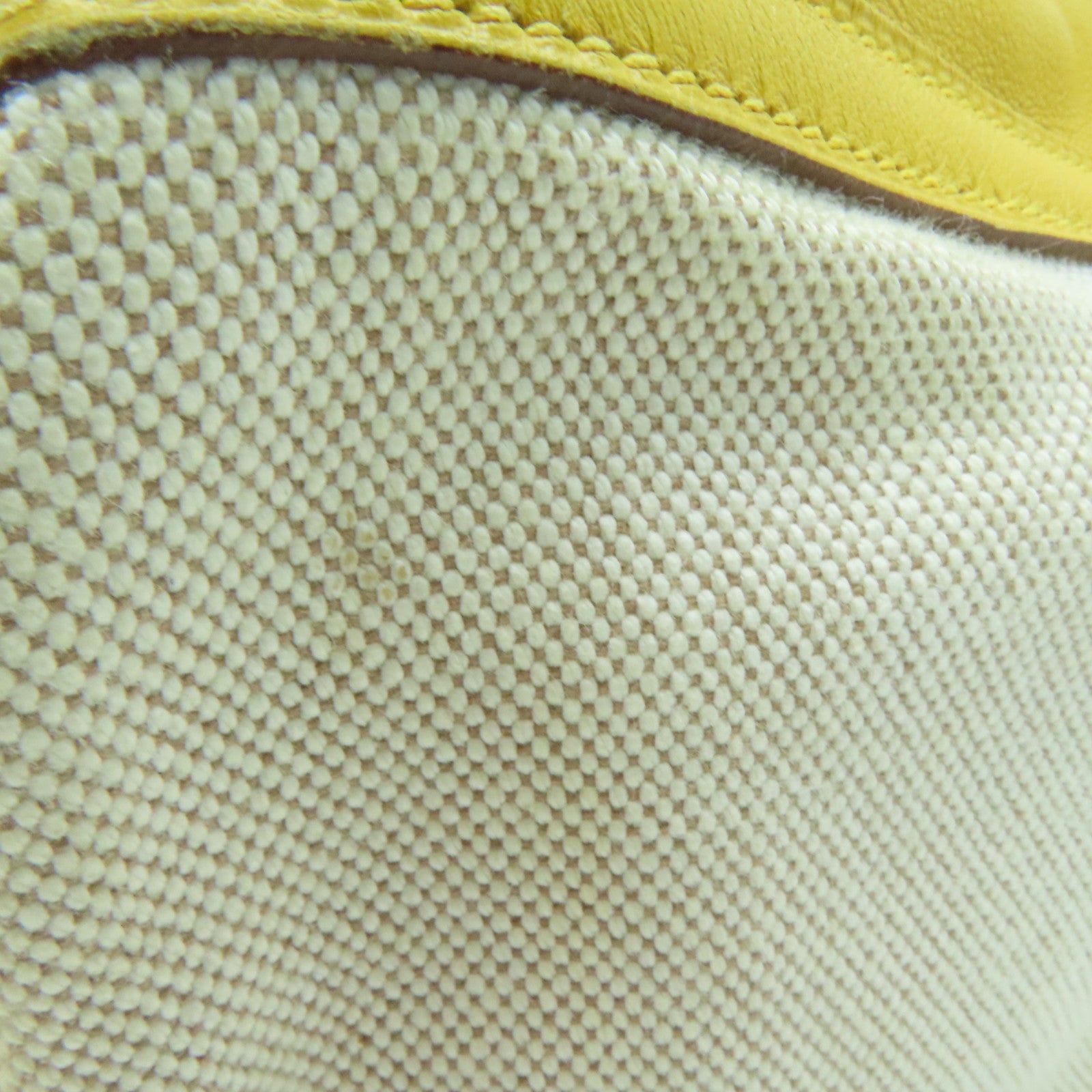 HERMES Cowhide Leather Canvas Lindy 30 Silver Button Handle Bag Beige/Yellow