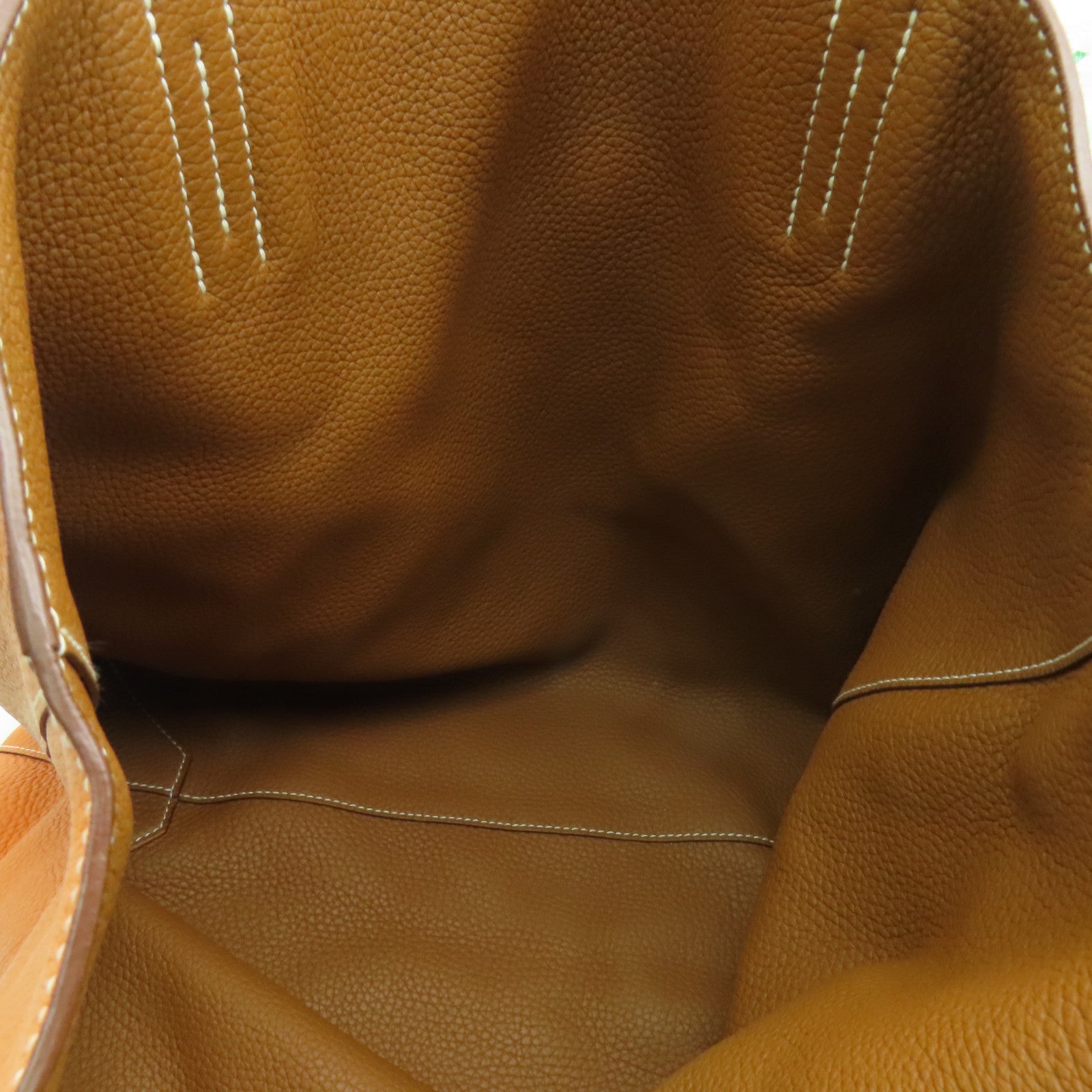 HERMES Clemence皮革Double Sens手挽袋Orange/Gold橙色/棕色