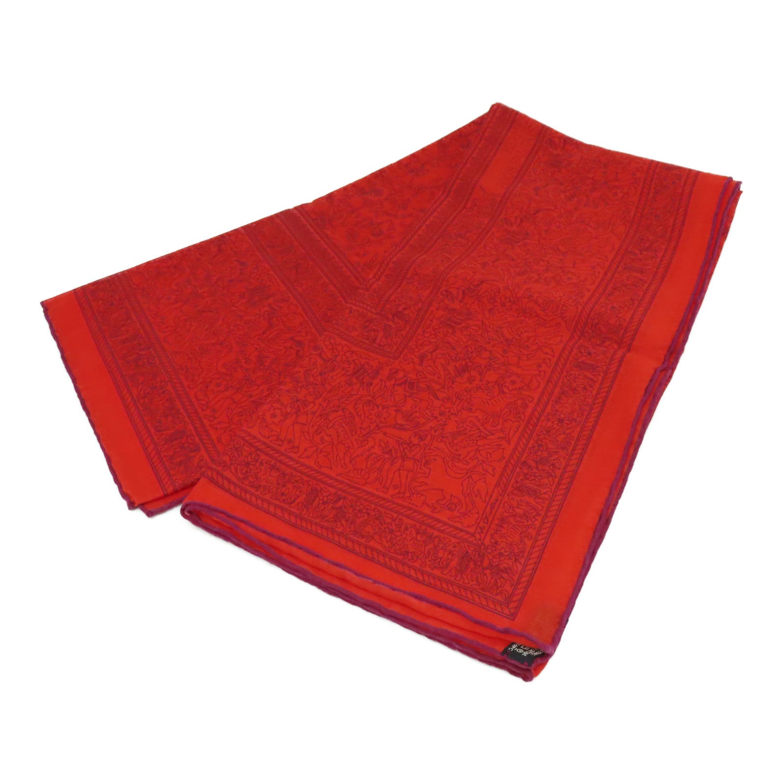 HERMES 棉質Scarf 70x70絲巾紅色