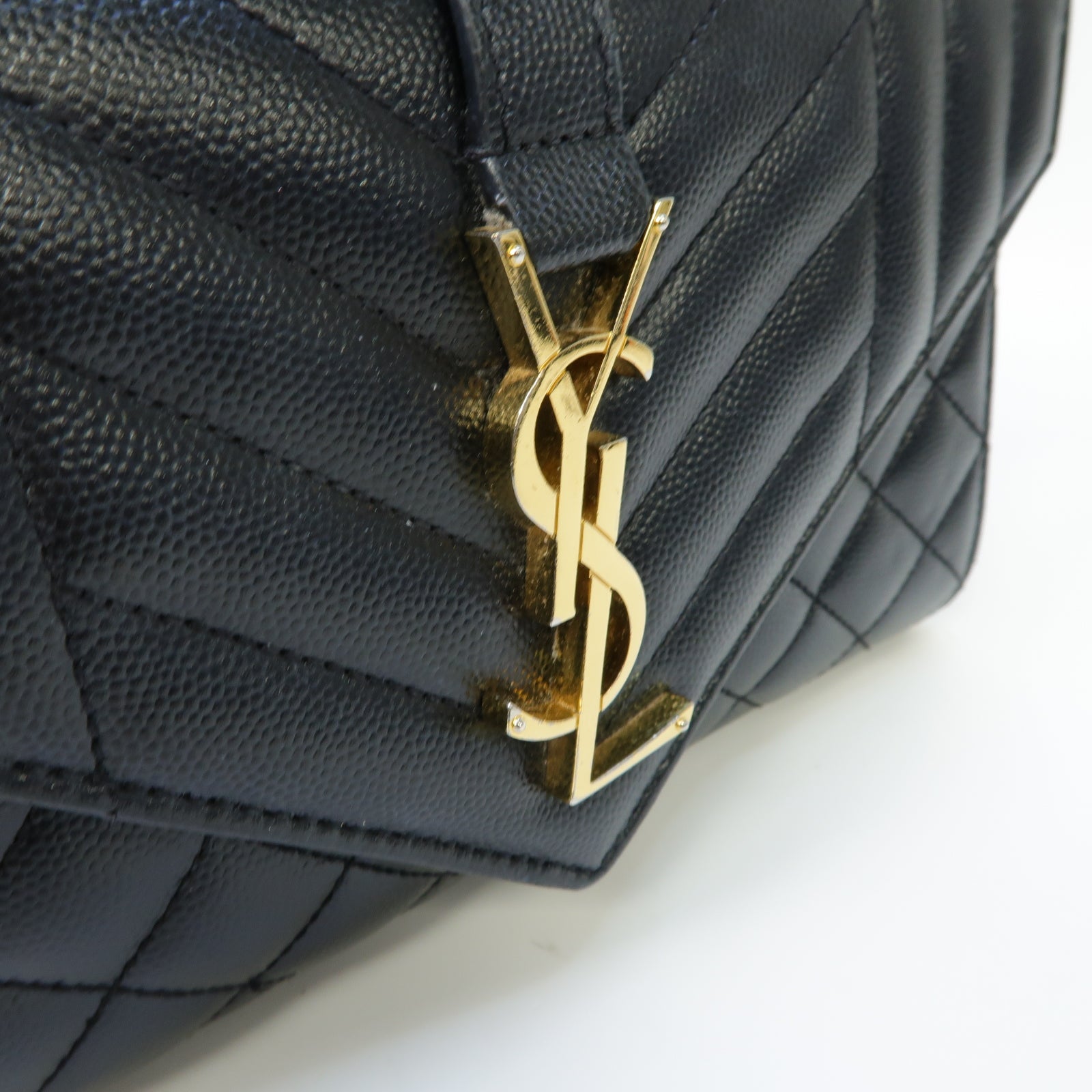 SAINT LAURENT 牛皮皮革Shoulder Bag金扣鏈帶肩背袋黒色