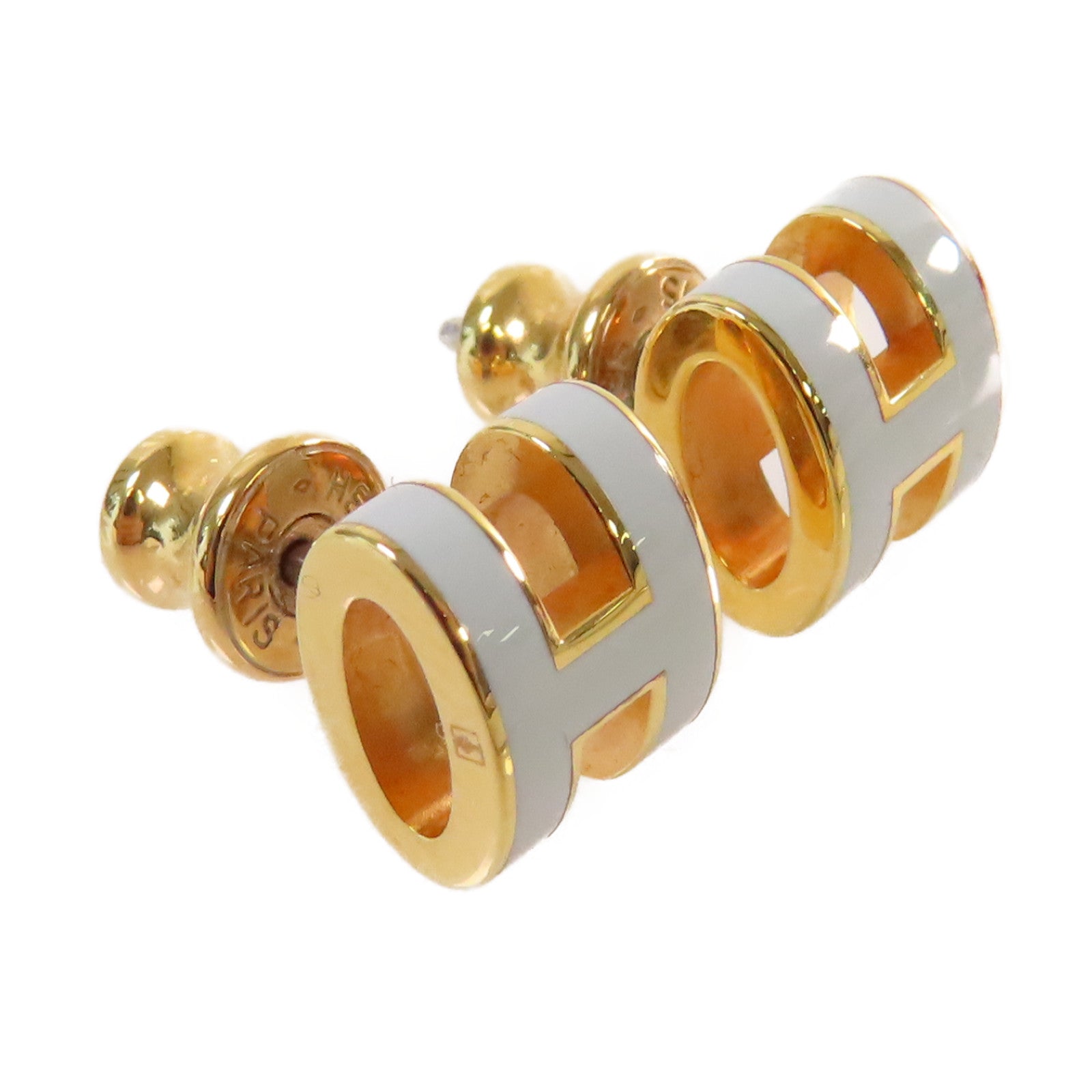 HERMES 金屬/琺瑯Mini Pop H Earrings耳環淺藍色/金色