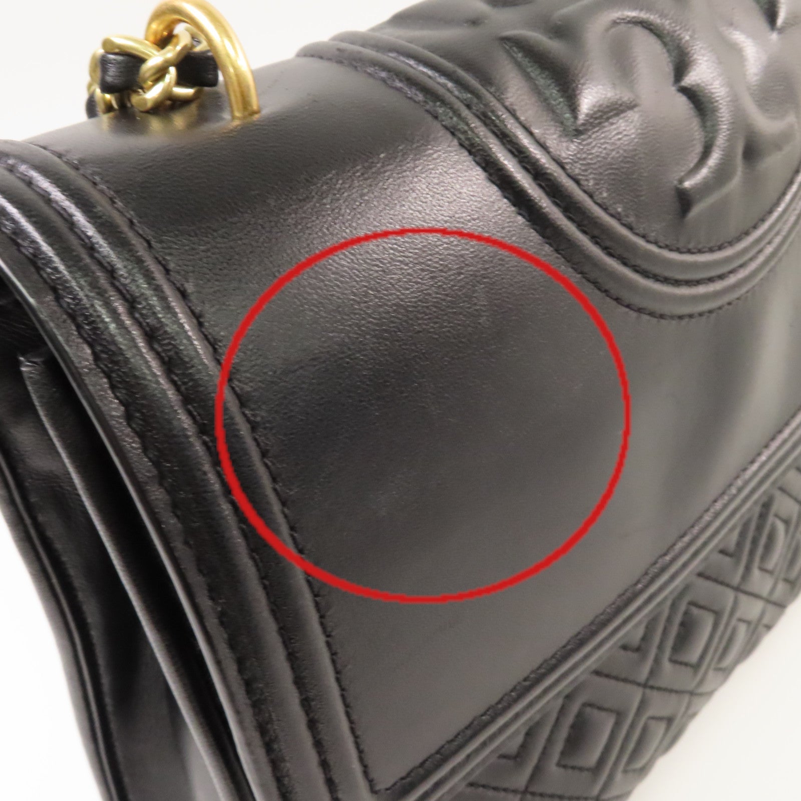 Tory Burch 牛皮皮革Chain Shoulder Bag金扣鏈帶肩背袋黑色