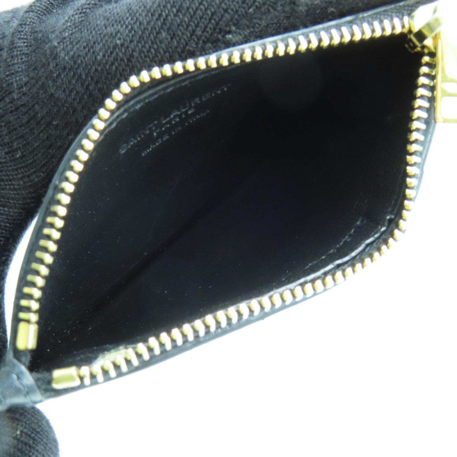 SAINT LAURENT 牛皮皮革Card Case金扣卡片套黑色