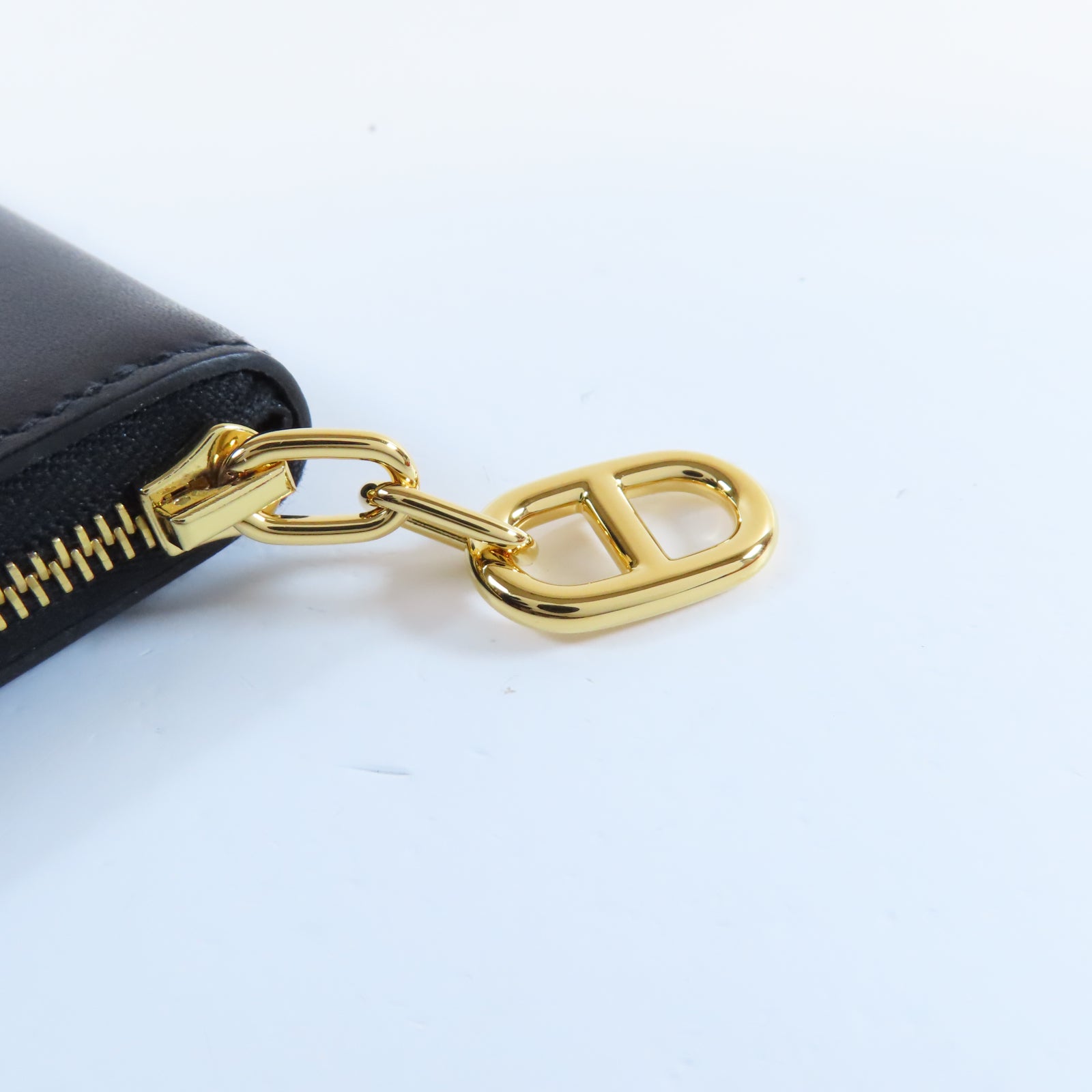 HERMES 牛皮皮革Coin Purse金扣零錢包Noir黑色