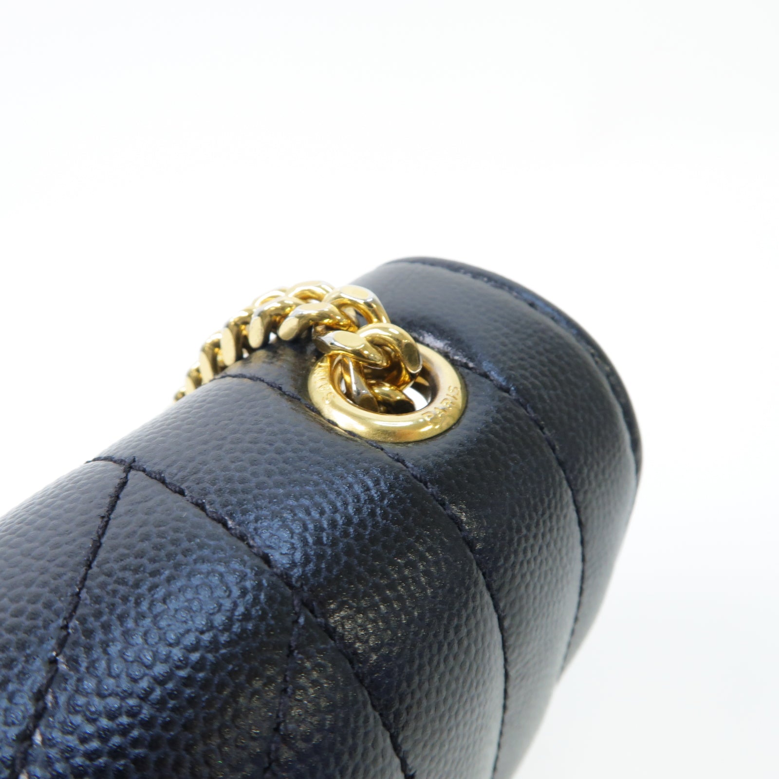SAINT LAURENT 牛皮皮革Shoulder Bag金扣鏈帶肩背袋黒色