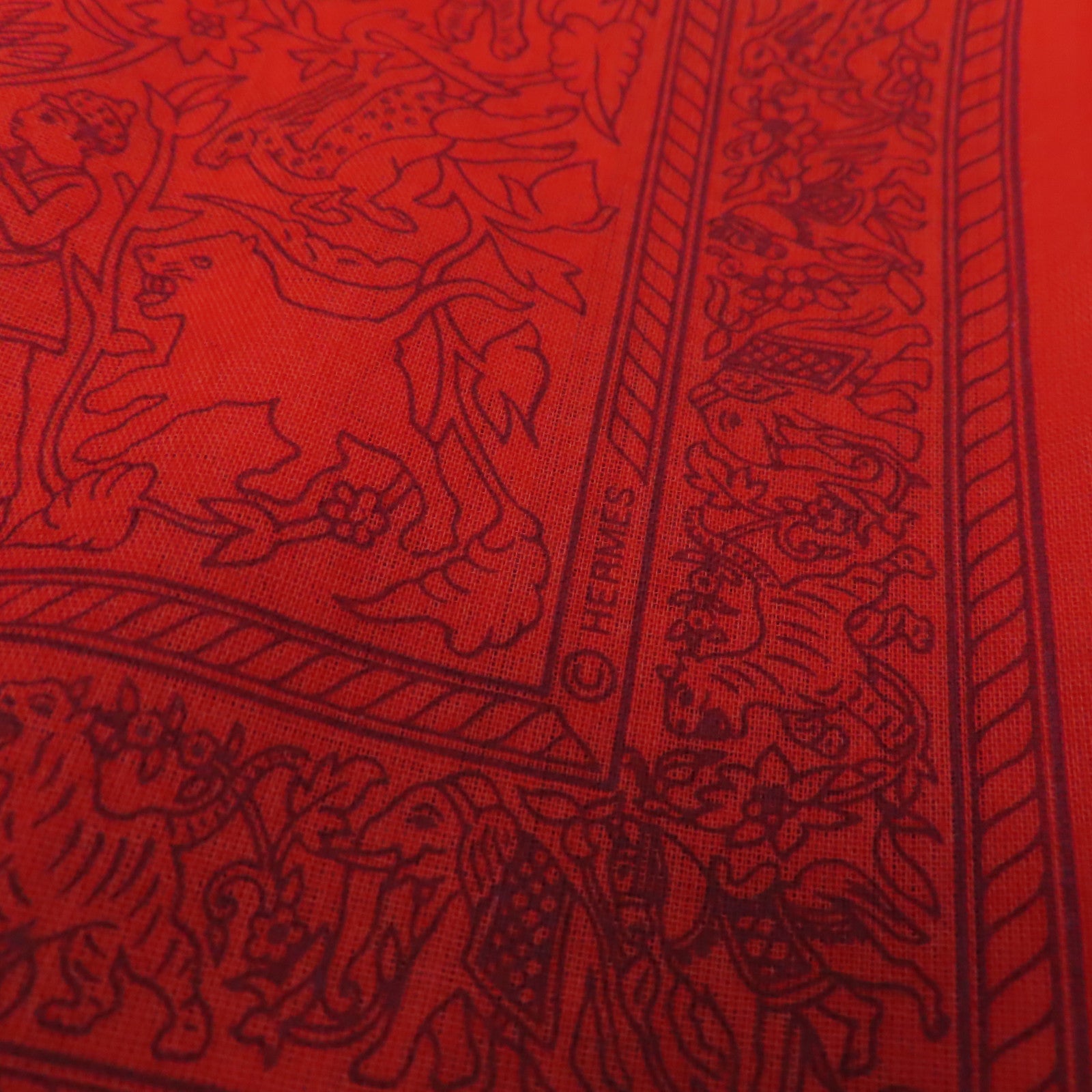 HERMES 棉質Scarf 70x70絲巾紅色