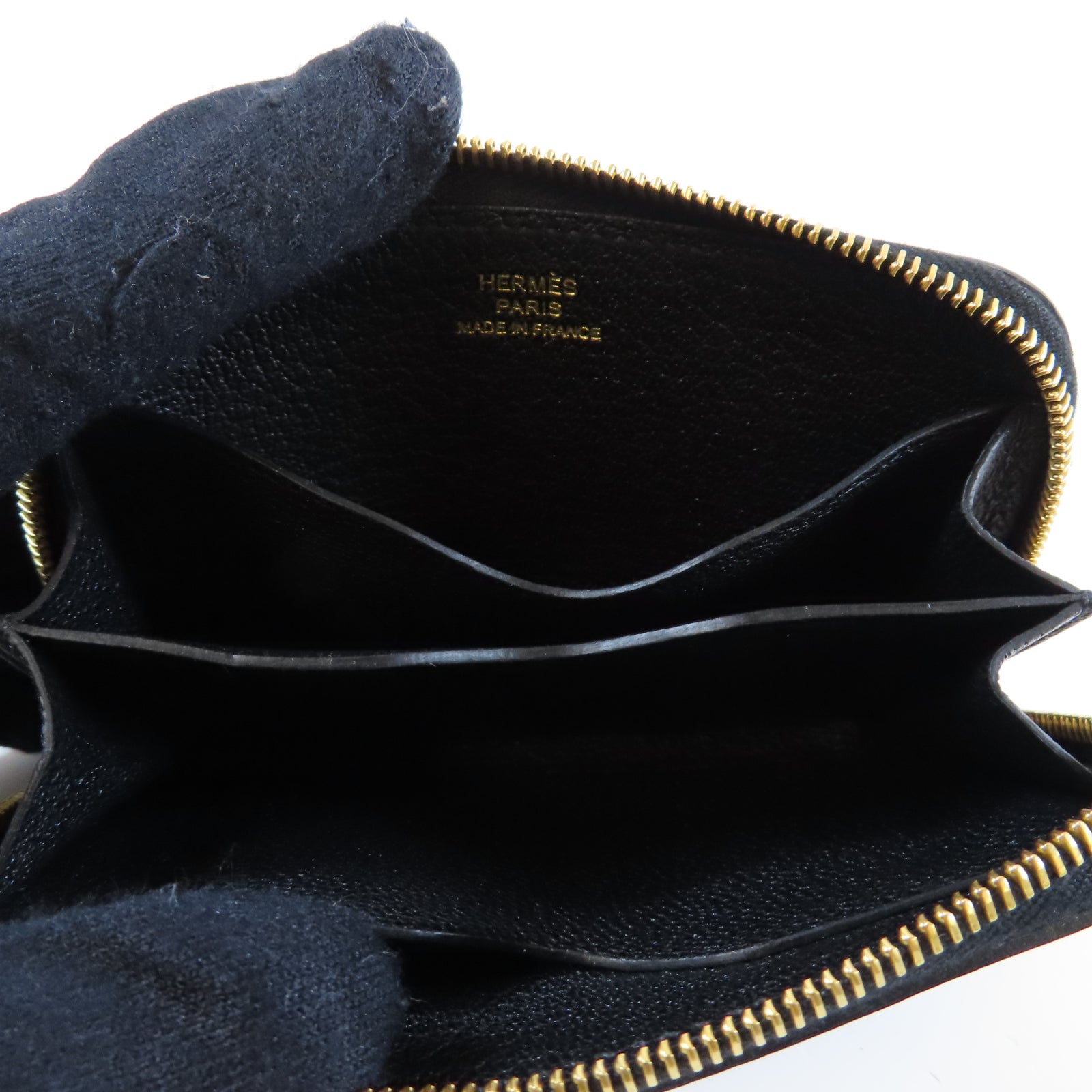 HERMES 牛皮皮革Coin Purse金扣零錢包Noir黑色