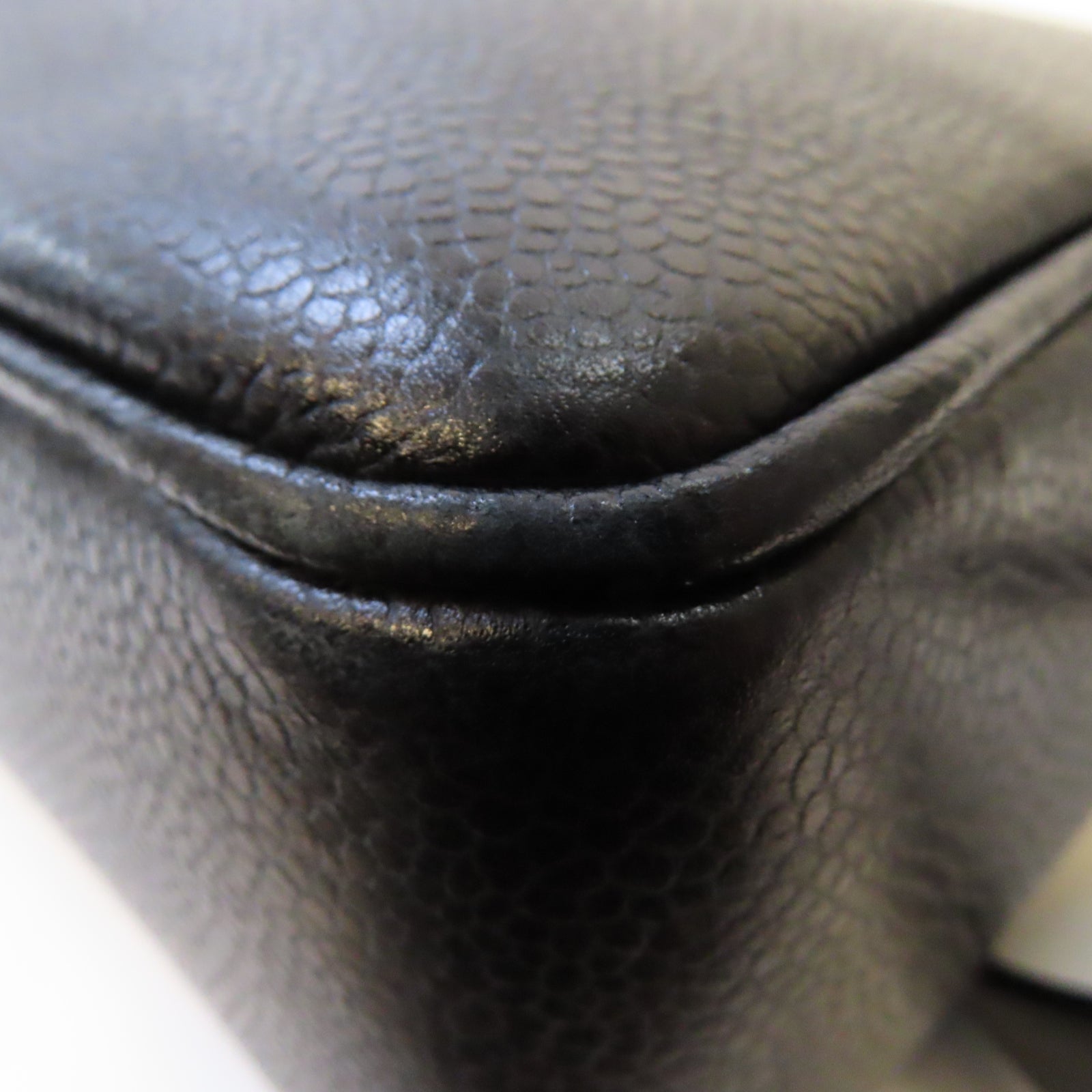 CHANEL 牛皮皮革Vintage Shoulder Bag金扣鏈帶肩背袋黑色
