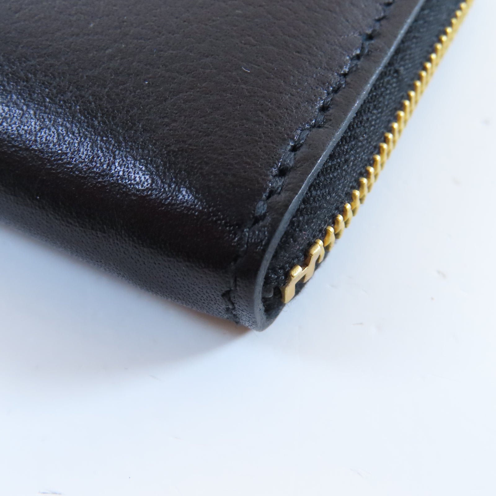 HERMES 牛皮皮革Coin Purse金扣零錢包Noir黑色