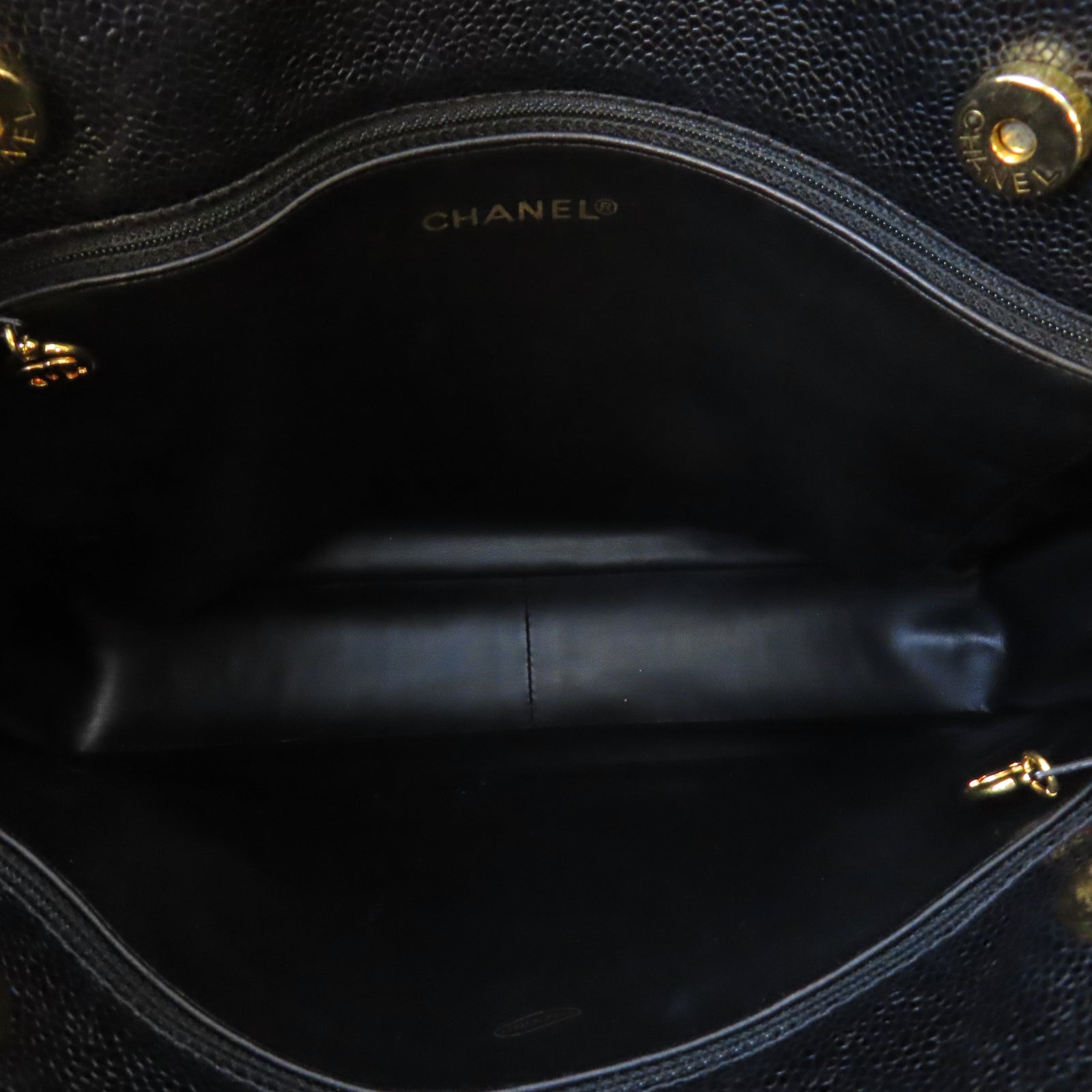 CHANEL 牛皮皮革Vintage Shoulder Bag金扣鏈帶肩背袋黑色