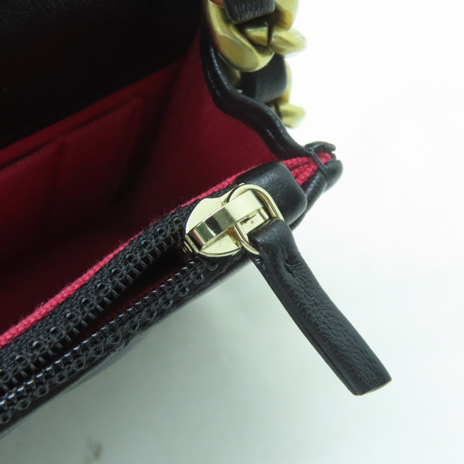 CHANEL 菱格羊皮皮革Chain Shoulder金扣鏈帶肩背袋黑色