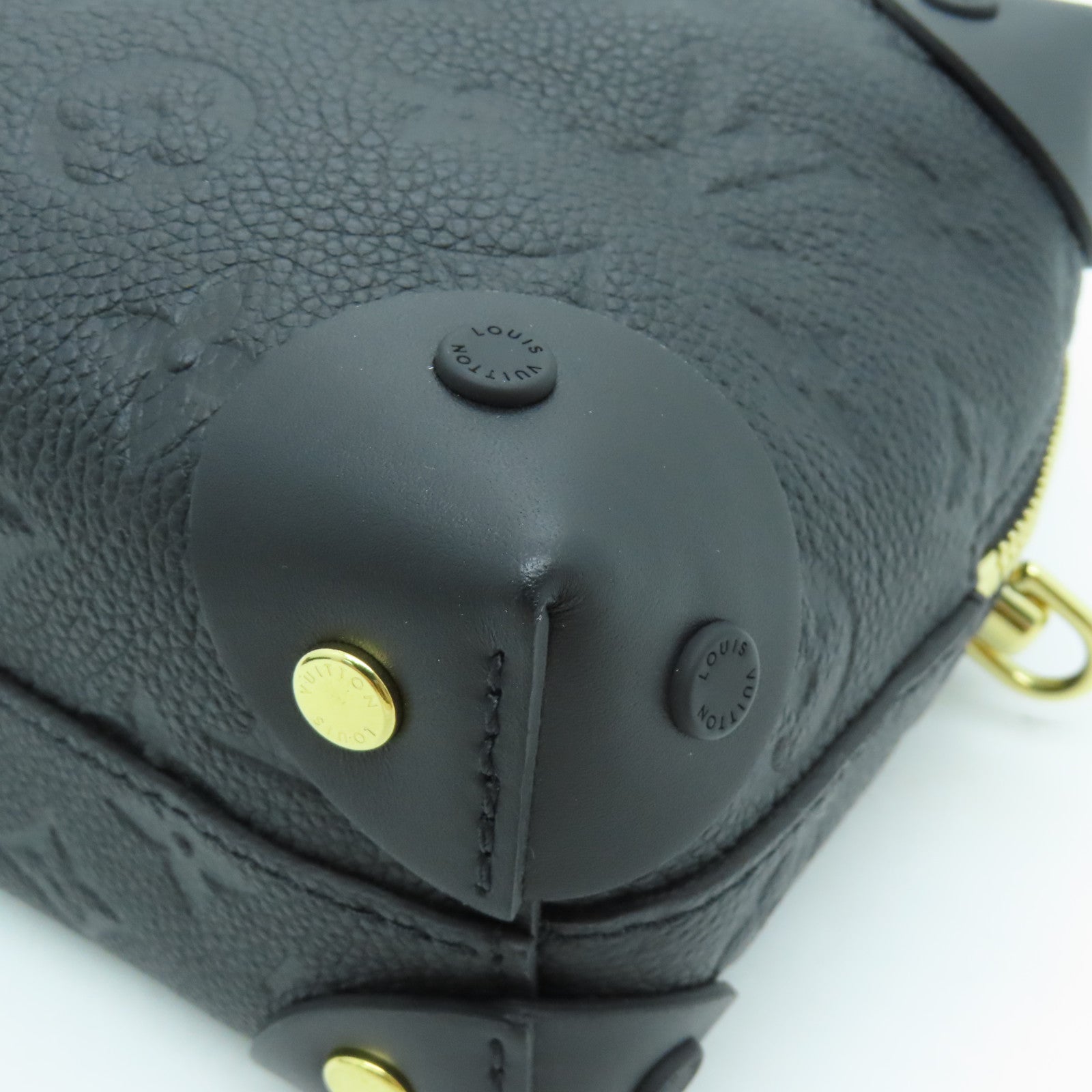 LOUIS VUITTON Monogram Empreinte Petite Malle Souple Gold Buckle Shoulder Bag Black