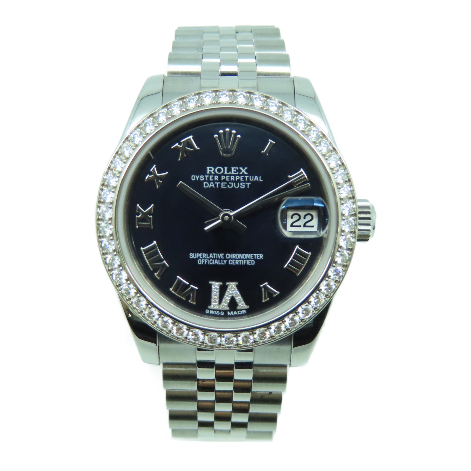 ROLEX 18K白金Datejust 31mm不鏽鋼手錶自動機芯黑色