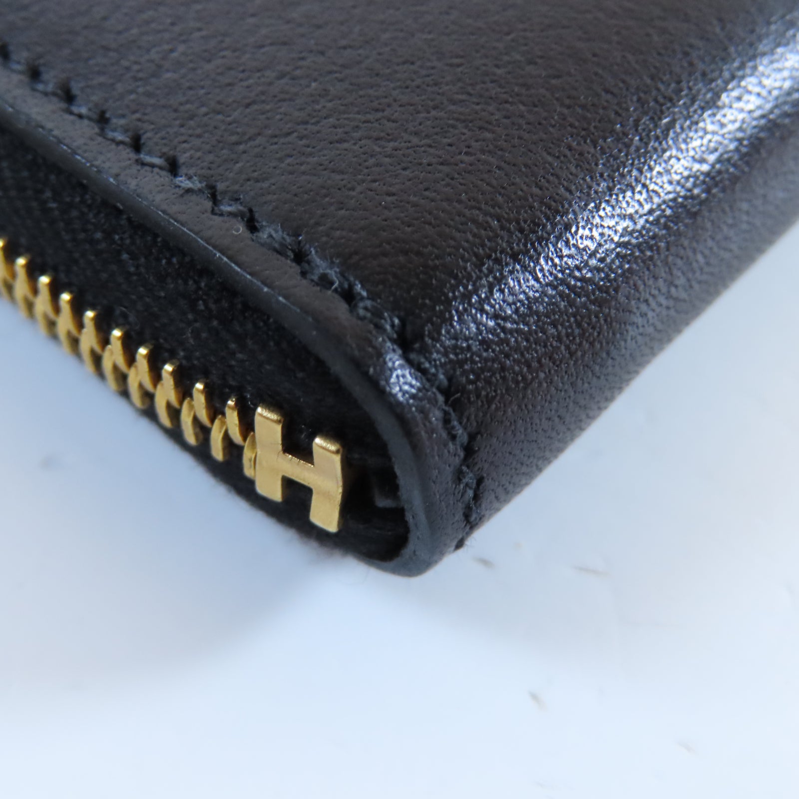 HERMES 牛皮皮革Coin Purse金扣零錢包Noir黑色